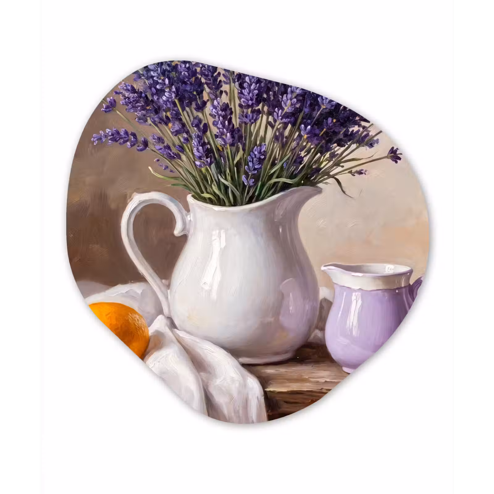 Organic painting - Aluminum -. Flowers - Still Life - Purple - Bloemen - Stilleven - Paars Wandcirkel Organisch Aluminium middel