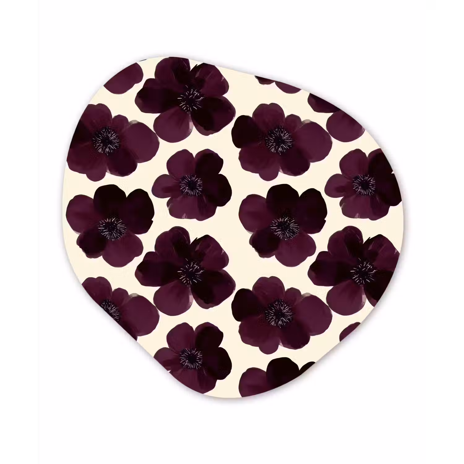 Bloemen - Aquarel - Paars Wandcirkel Organisch Aluminium middel 851 -3d