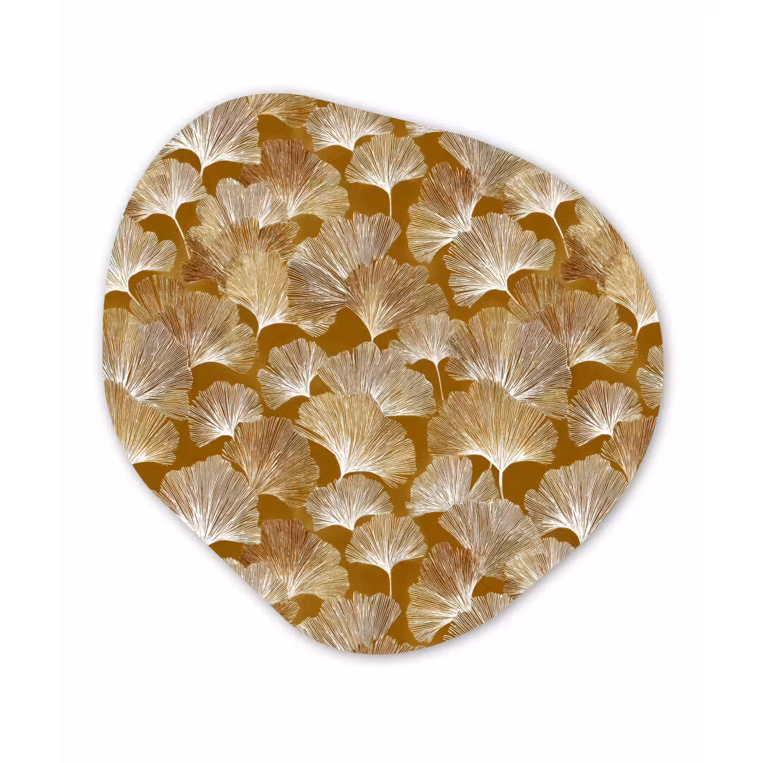 Ginkgo - Bladeren - Goud Wandcirkel Organisch Aluminium middel 851 -3d