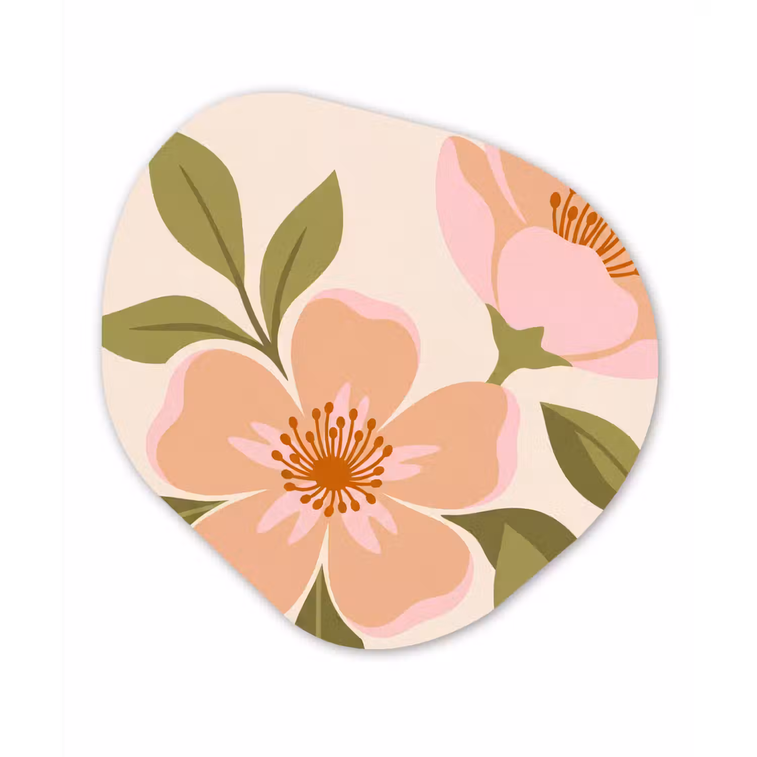 Grafisch - Bloemen - Roze Wandcirkel Organisch Aluminium middel -3d