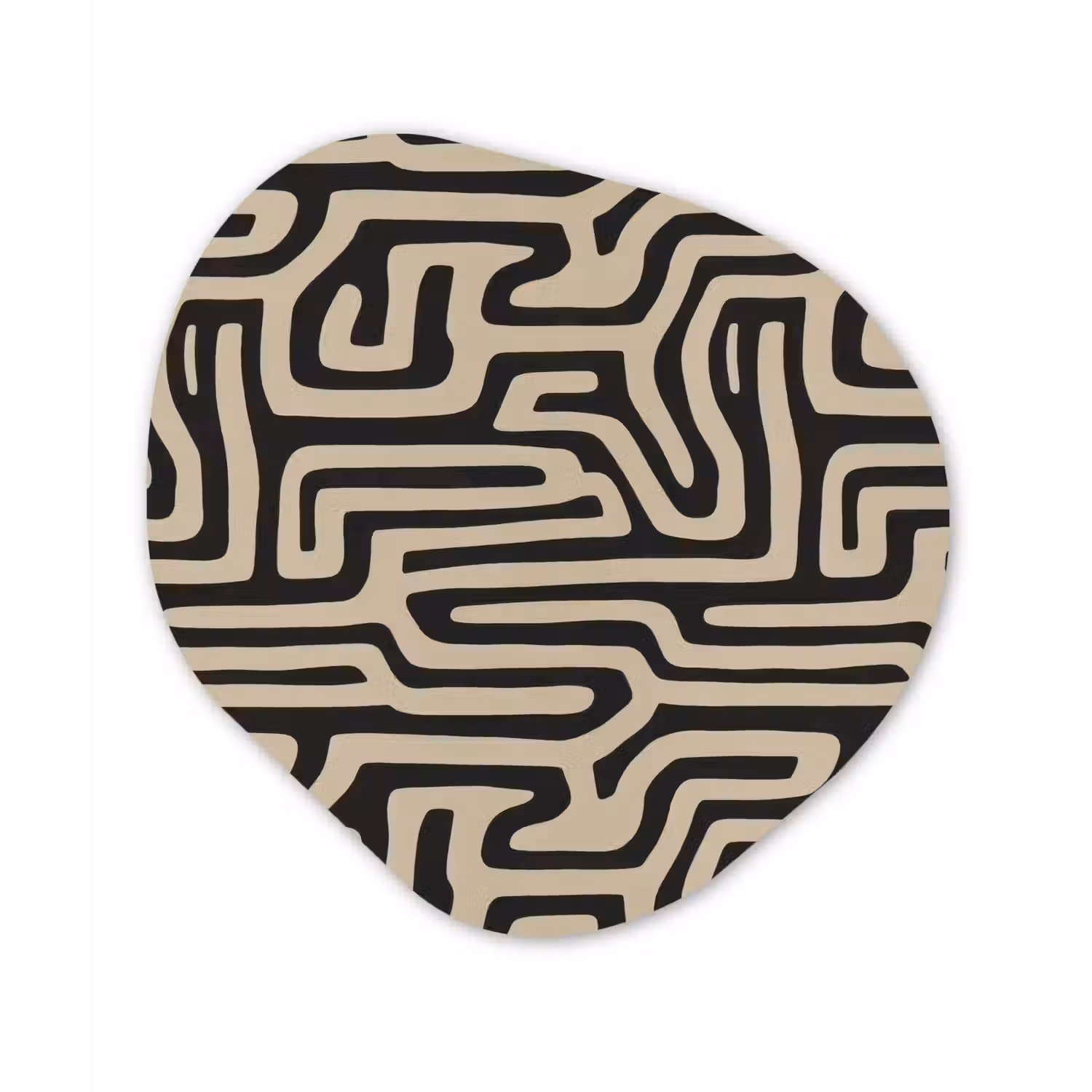 Grafisch - Lijnen - Zwart Wandcirkel Organisch Aluminium middel 851 -3d