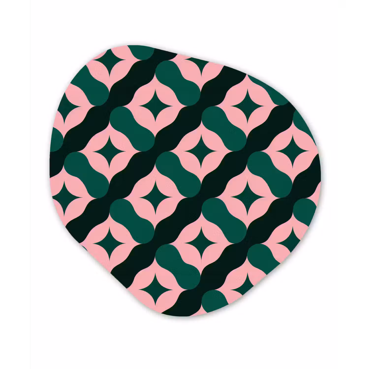 Groen - Roze - Retro - Sterren Wandcirkel Organisch Aluminium middel 851 -3d