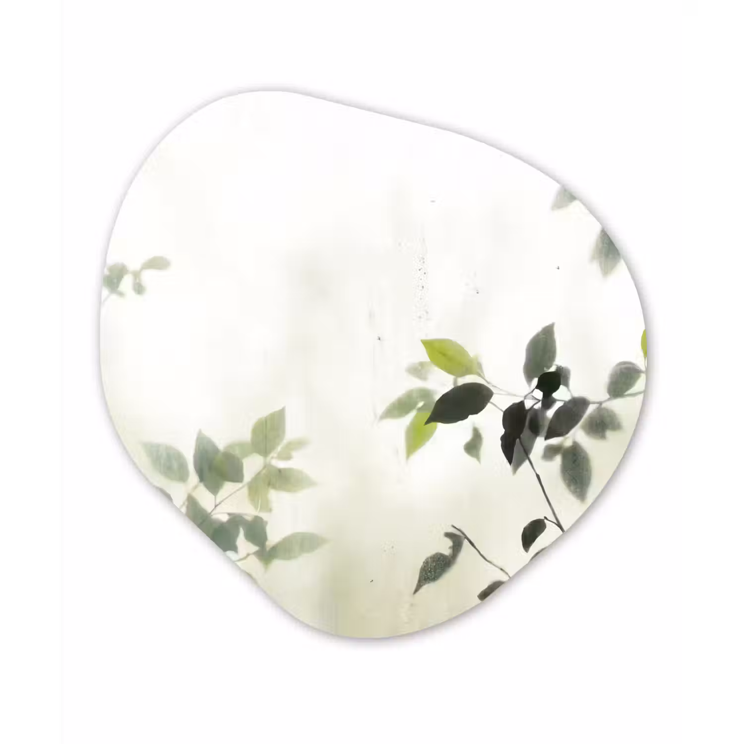 Blad - Schaduw - Natuur - Abstract - Groen Wandcirkel Organisch Aluminium middel -3d