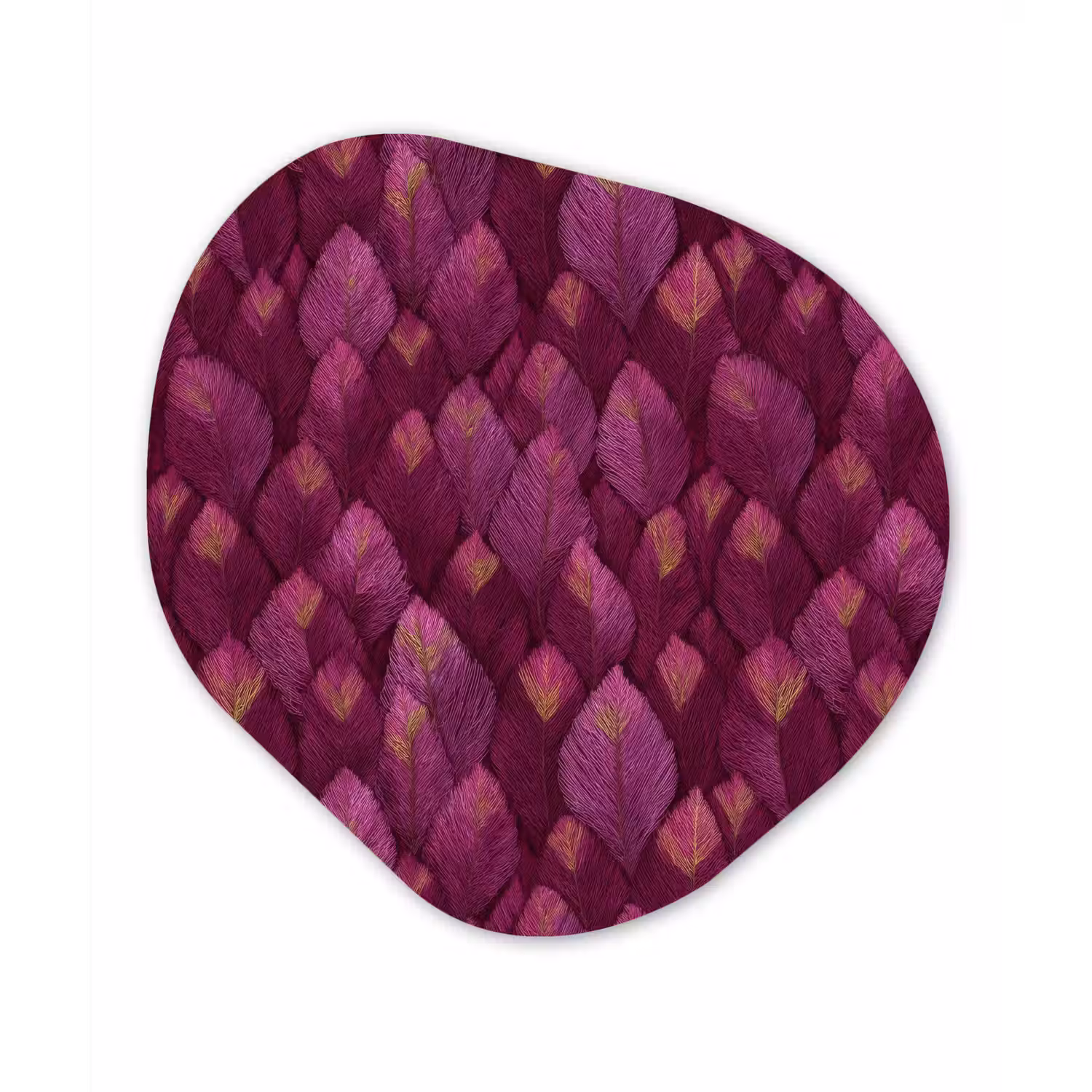 Bladeren - Patroon - Burgundy Wandcirkel Organisch Aluminium middel 851 -3d
