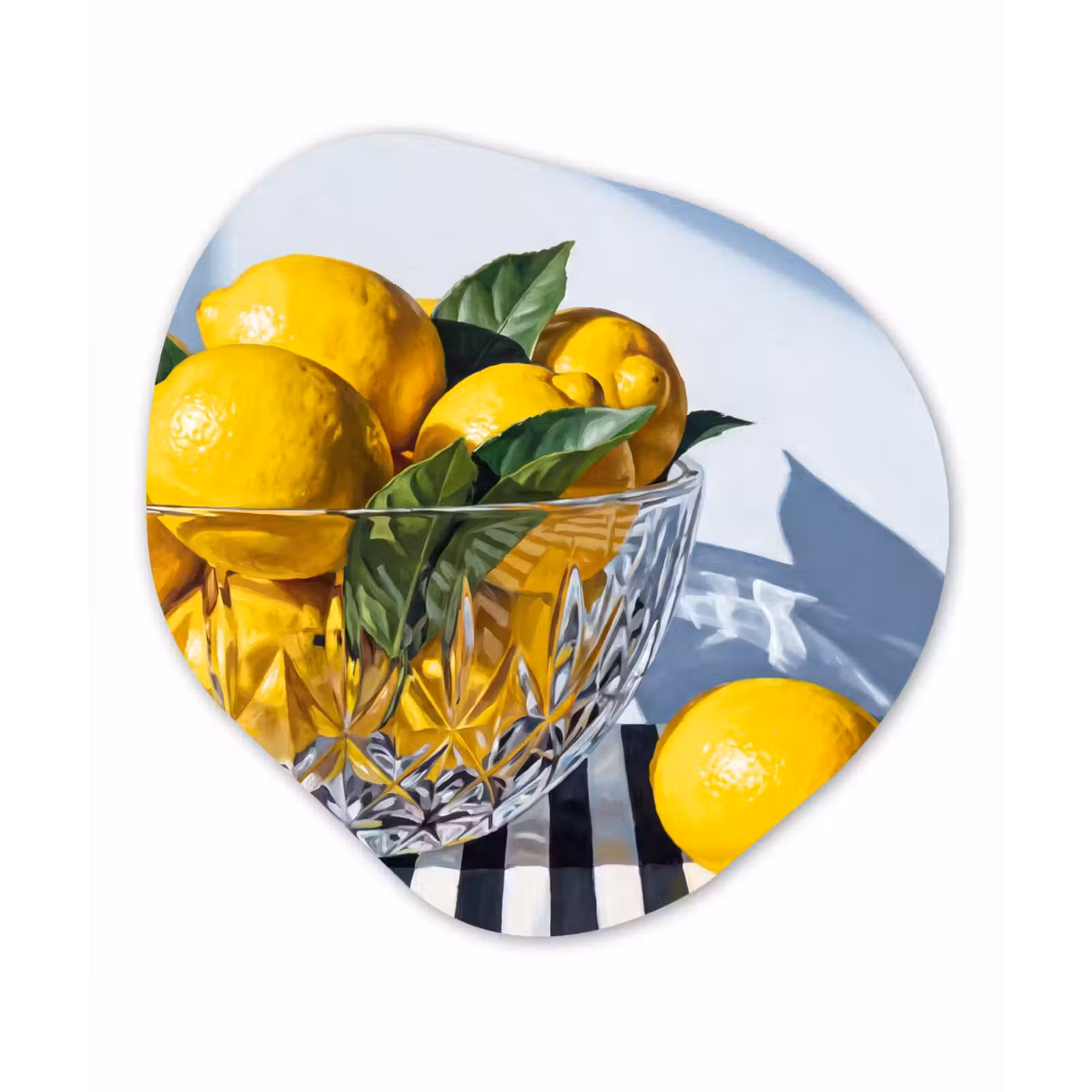 Organic painting - Aluminum -. Lemons - Fruit - Yellow - Citroenen - Fruit - Geel Wandcirkel Organisch Aluminium middel