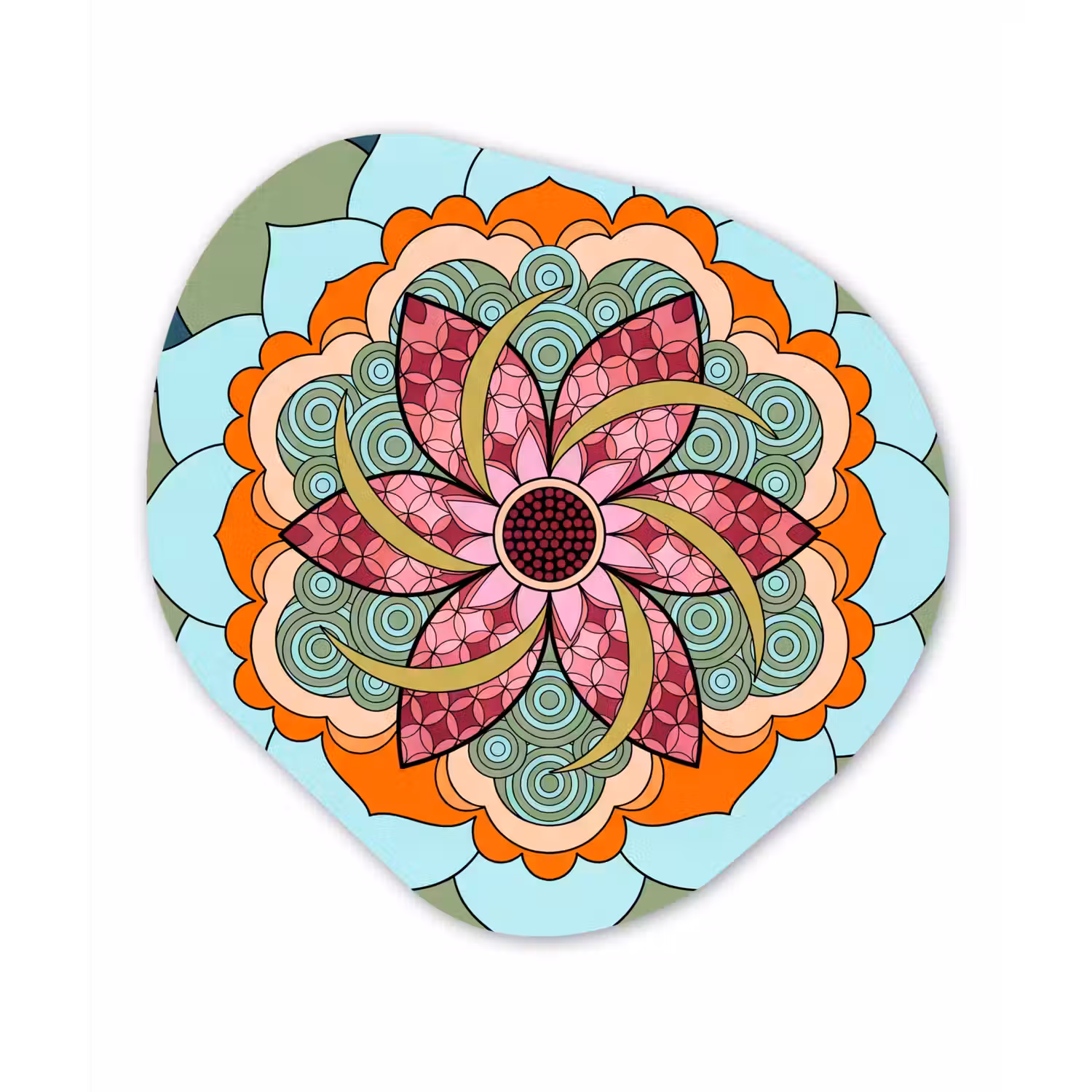 Mandala - Geometrisch - Kunst - Decoratief - Kleurrijk Wandcirkel Organisch Aluminium middel -3d