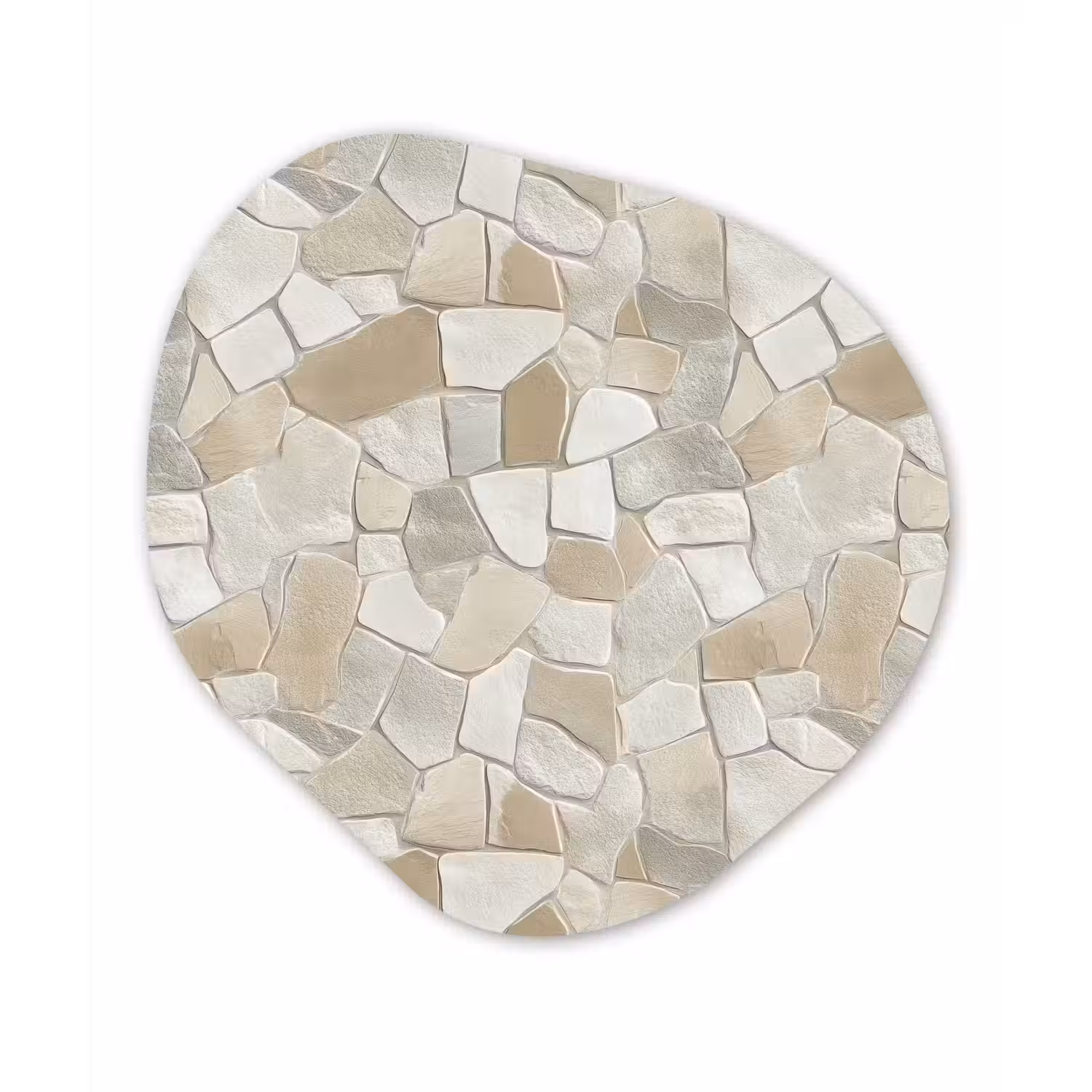 Mozaïek - Stenen - Beige Wandcirkel Organisch Aluminium middel 851 -3d