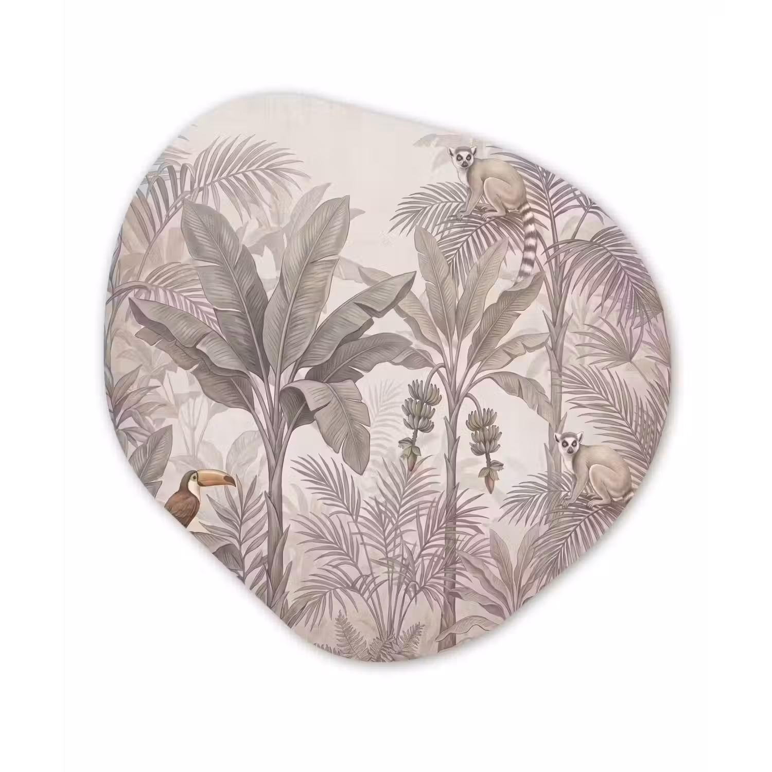 Natuur - Jungle - Ringstaartmaki - Bruin Wandcirkel Organisch Aluminium middel -3d