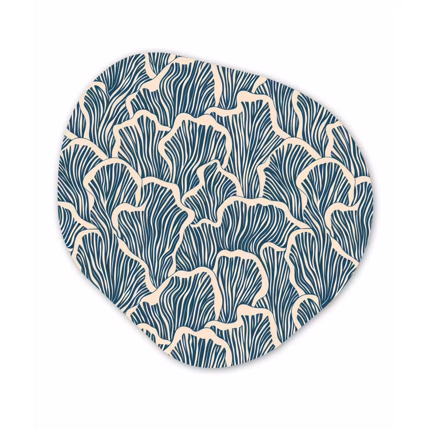 Organisch - Blauw - Crème - Schelpen Wandcirkel Organisch Aluminium middel 851 -3d