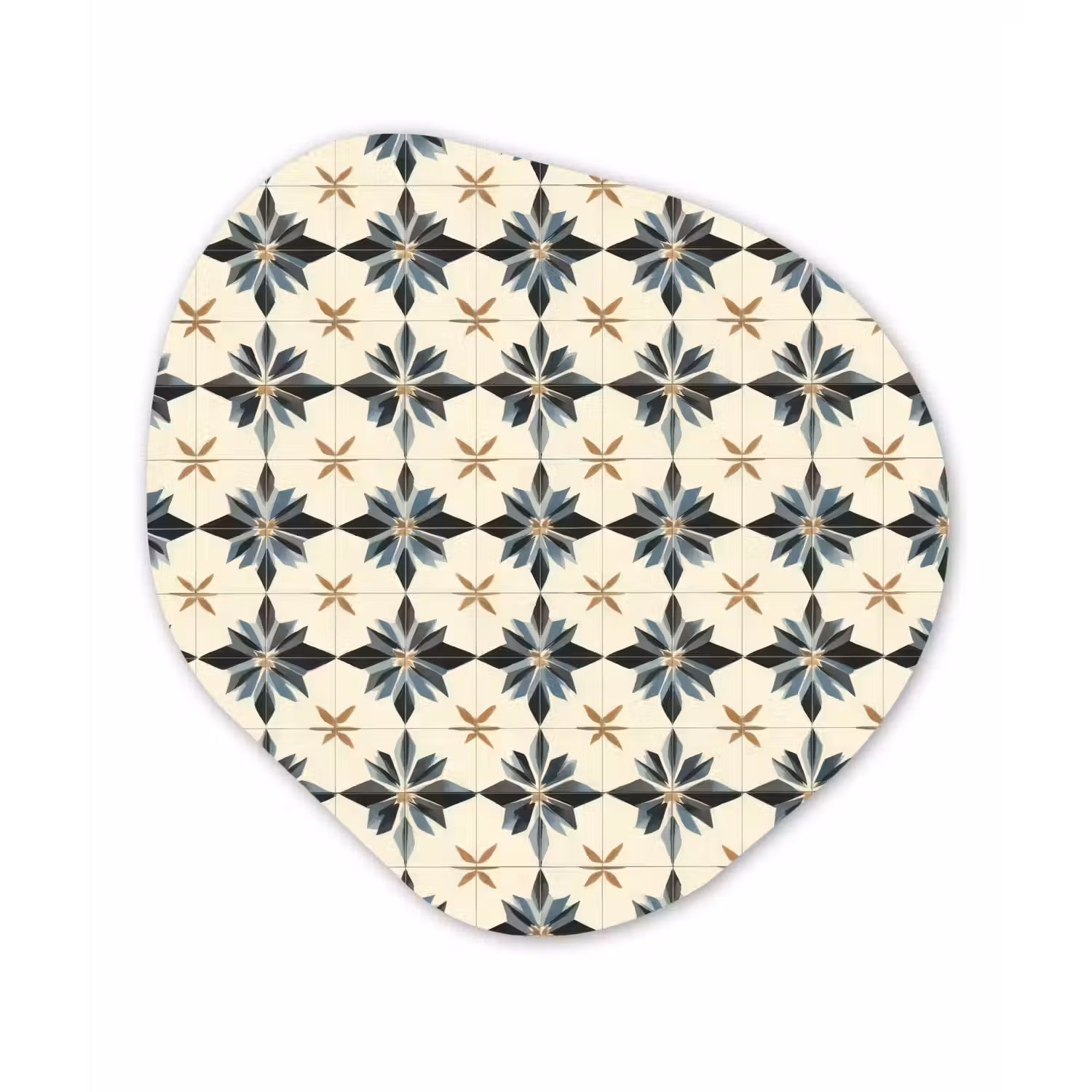 Sierlijk - Ornament - Blauw Wandcirkel Organisch Aluminium middel 851 -3d