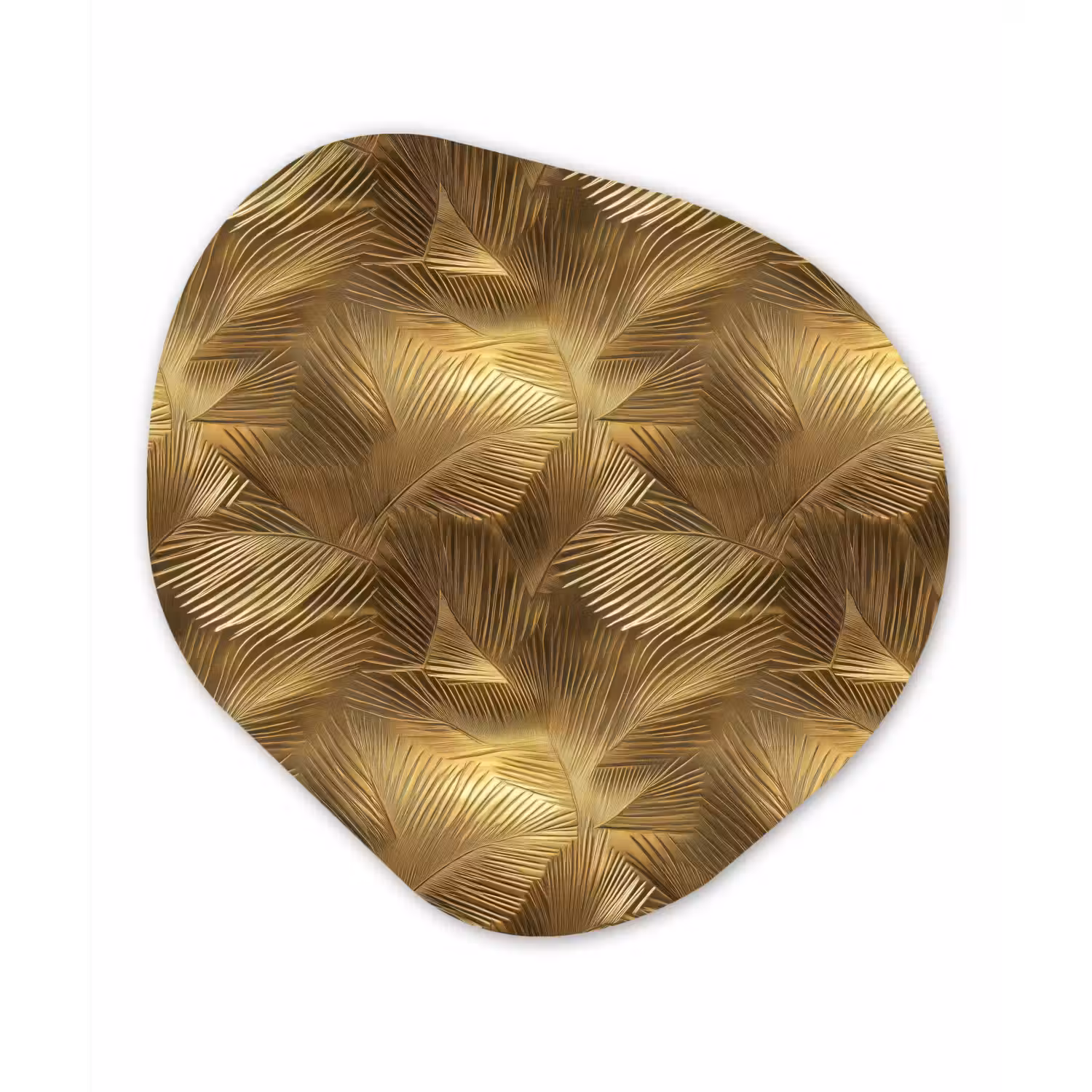 Palm - Waaier - Goud Wandcirkel Organisch Aluminium middel 851 -3d