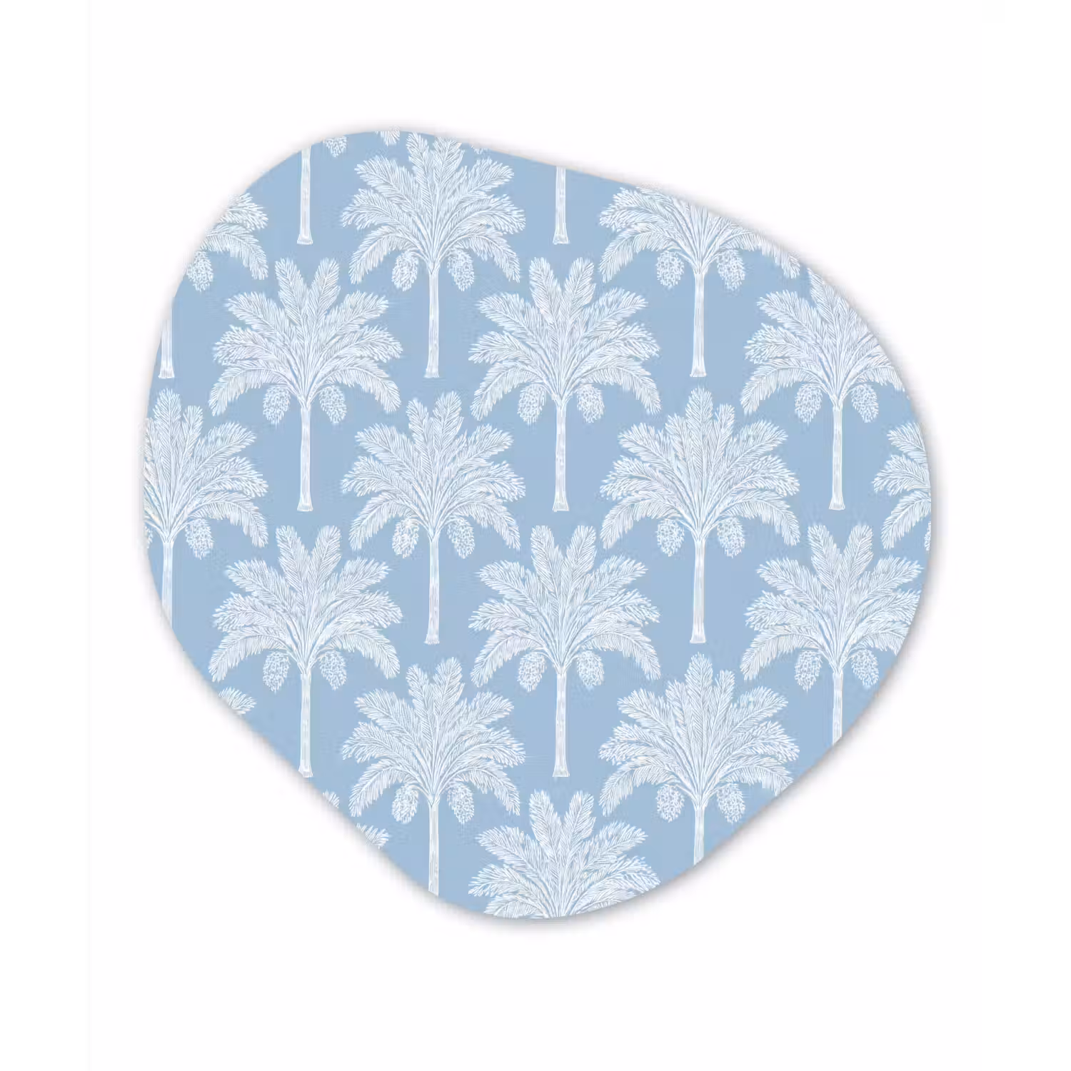 Palmboom - Modern - Blauw Wandcirkel Organisch Aluminium middel 851 -3d