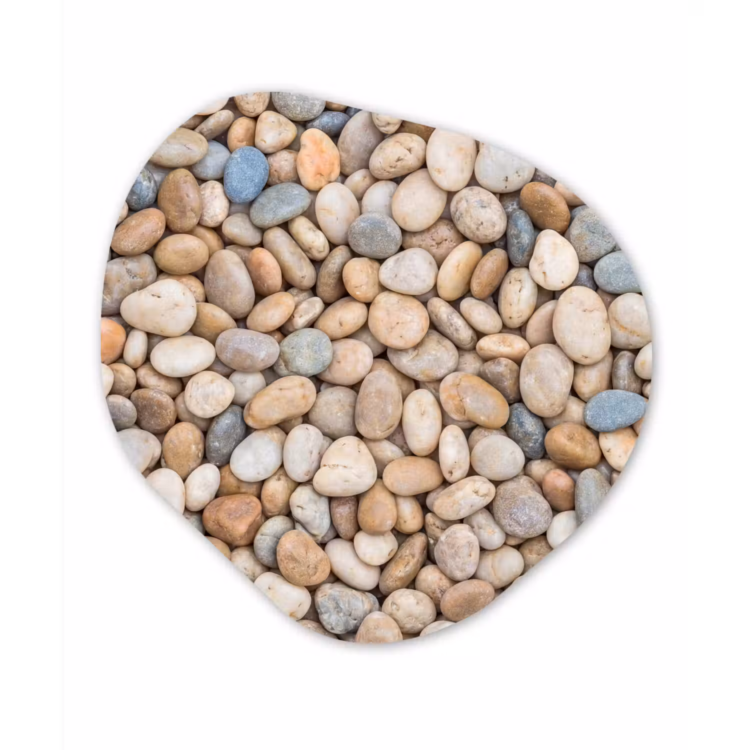 Kiezelstenen - Natuur - Textuur - Beige - Grijs Wandcirkel Organisch Aluminium middel -3d