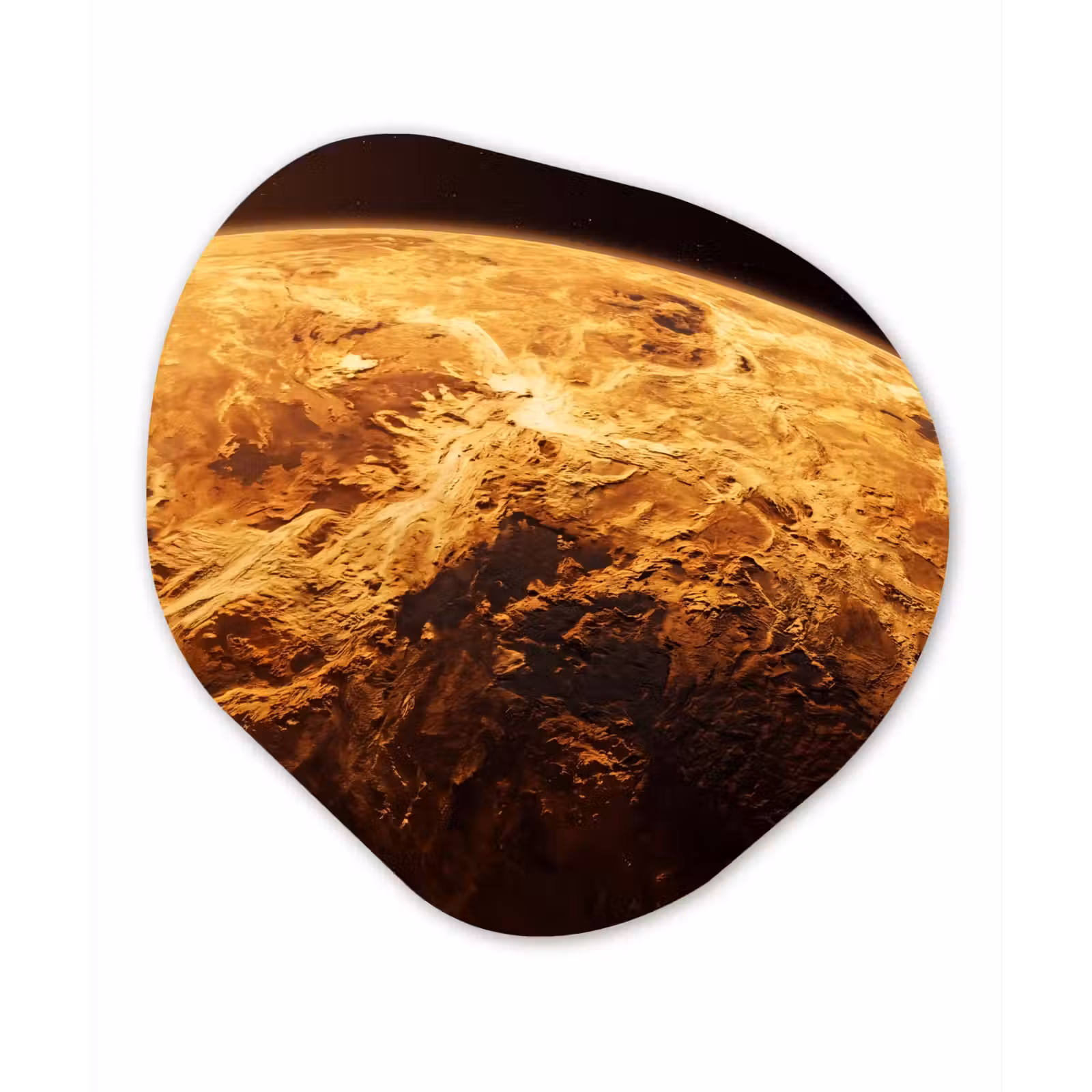 Organic painting - Aluminum -. Planet - Space - Orange - Planeet - Ruimte - Oranje Wandcirkel Organisch Aluminium middel