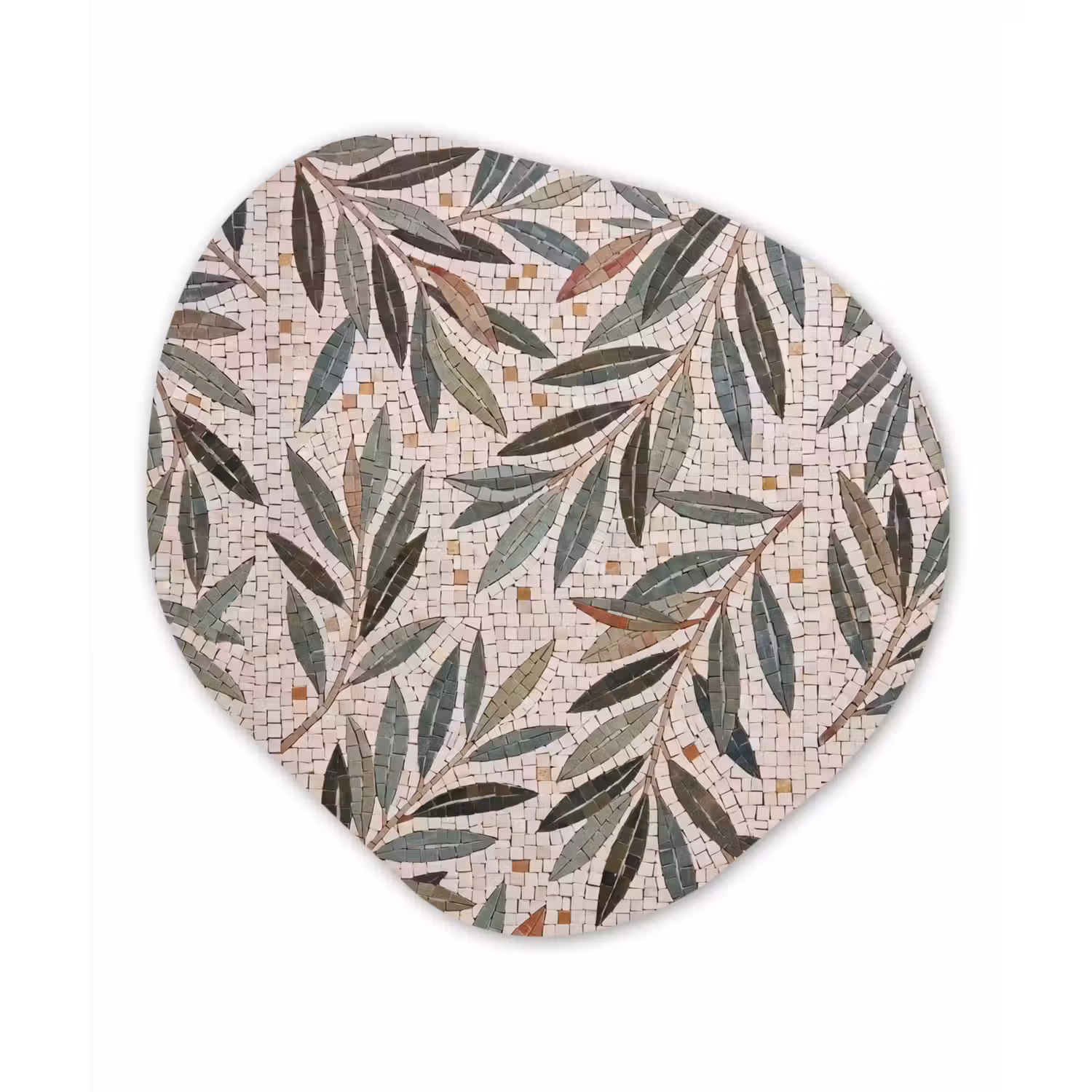 Plant - Blad - Mozaïek - Groen Wandcirkel Organisch Aluminium middel -3d