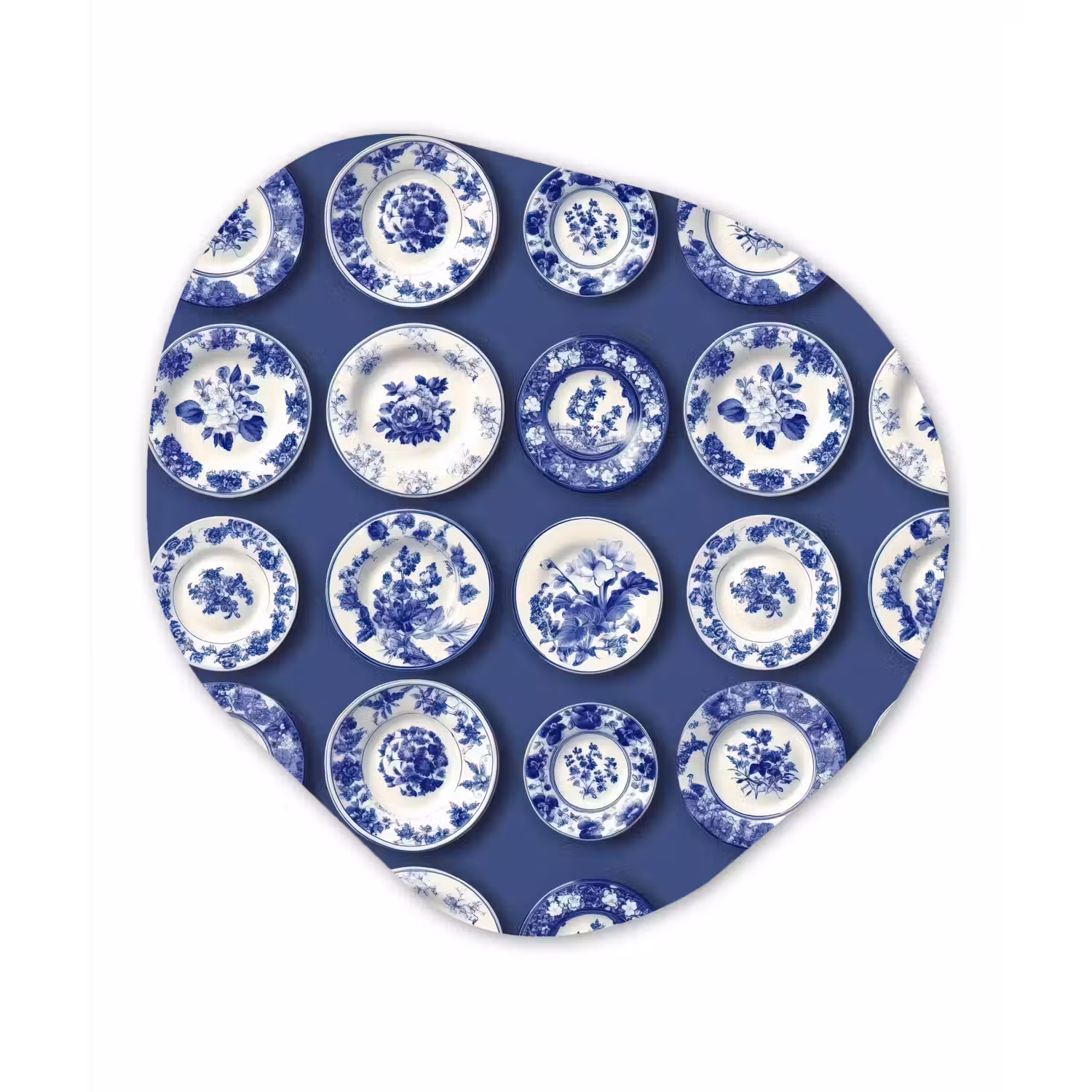 Borden - Floraal - Blauw Wandcirkel Organisch Aluminium middel 851 -3d
