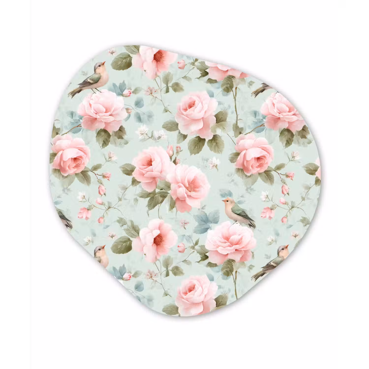 Rozen - Vogels - Pastel - Kleurrijk Wandcirkel Organisch Aluminium middel 851 -3d