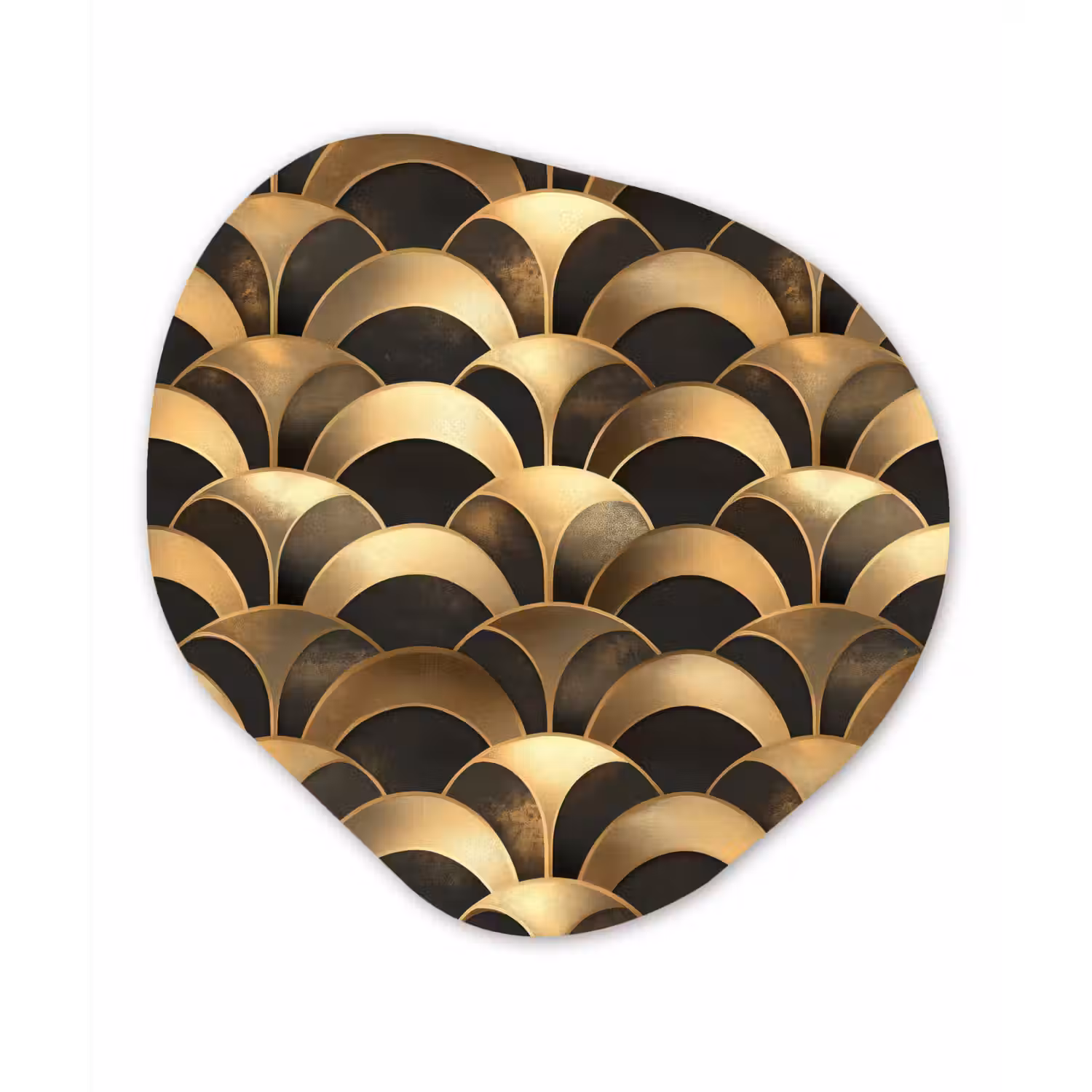 Schubben - Structuur - Goud Wandcirkel Organisch Aluminium middel 851 -3d