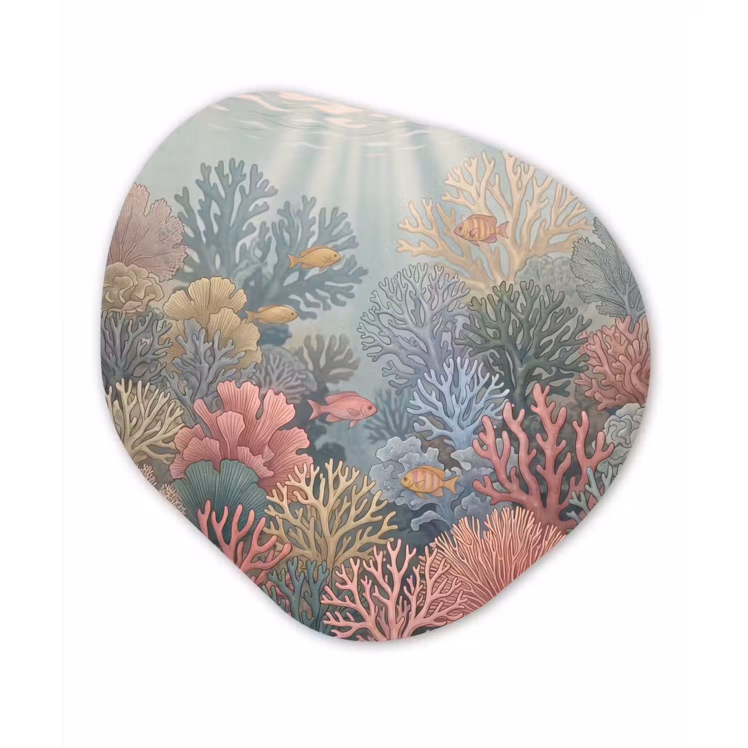 Zee - Koraal - Vis - Natuur - Kleurrijk Wandcirkel Organisch Aluminium middel -3d