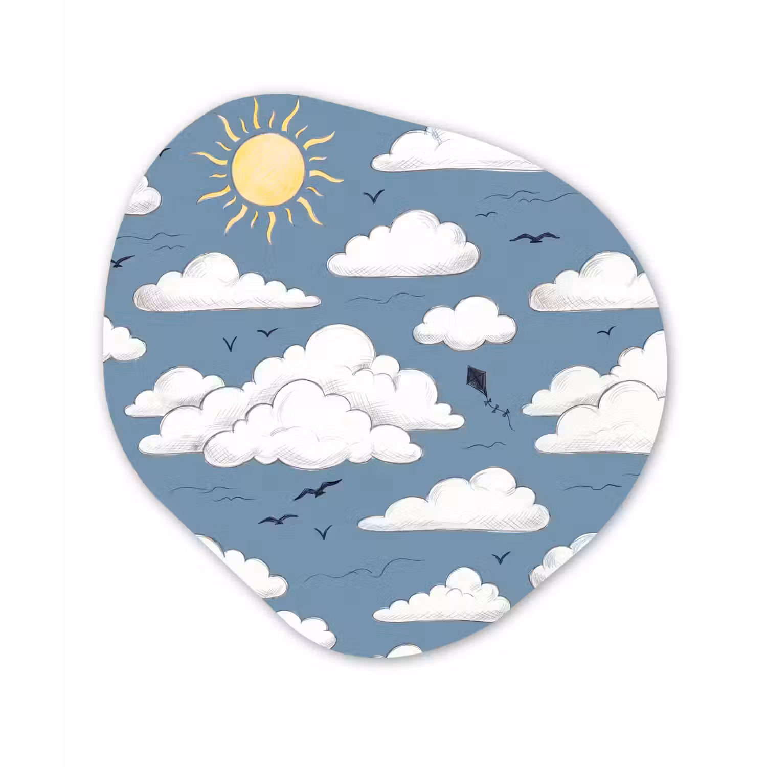 Lucht - Zon - Wolken - Natuur - Blauw Wandcirkel Organisch Aluminium middel -3d