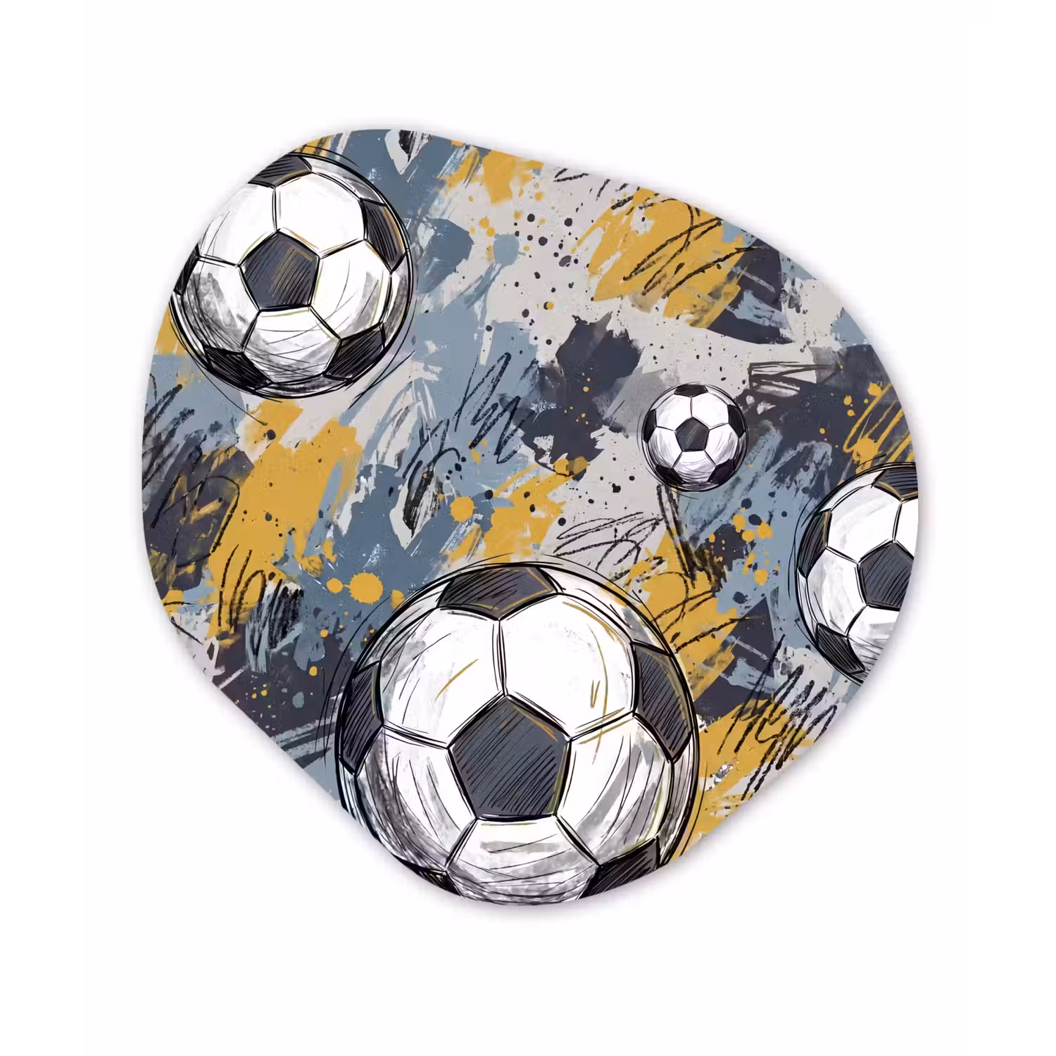 Voetbal - Abstract - Sport - Kleurrijk Wandcirkel Organisch Aluminium middel -3d