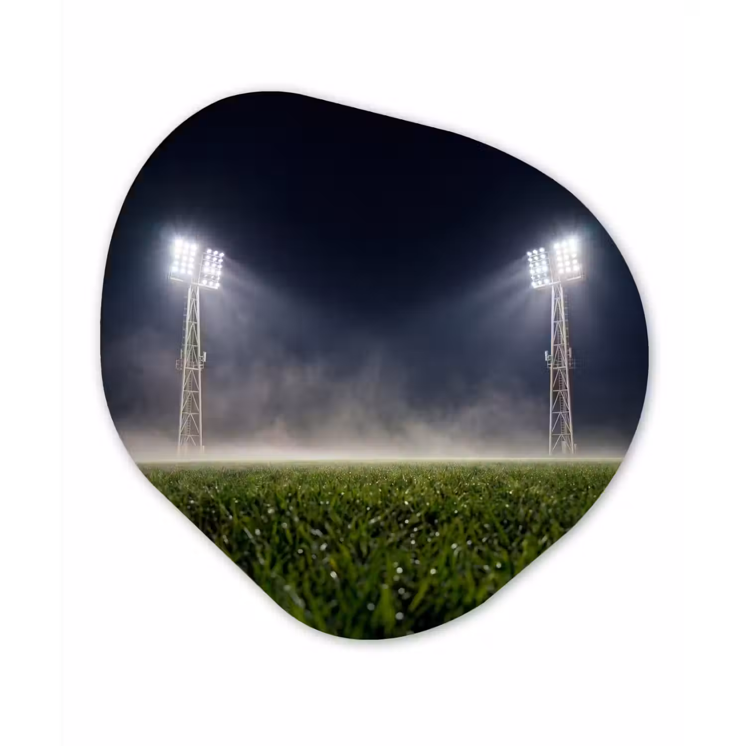 Stadion - Lichtmast - Sport - Nacht Wandcirkel Organisch Aluminium middel -3d