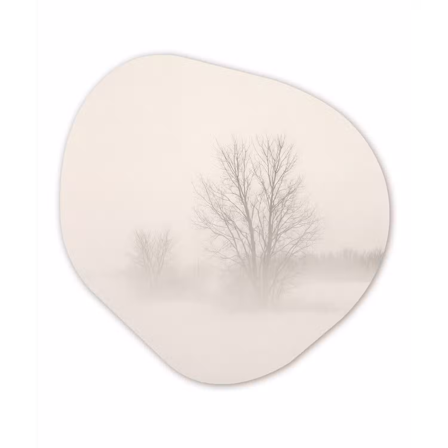 Boom - Mist - Sneeuw - Winter - Minimalistisch Wandcirkel Organisch Aluminium middel -3d