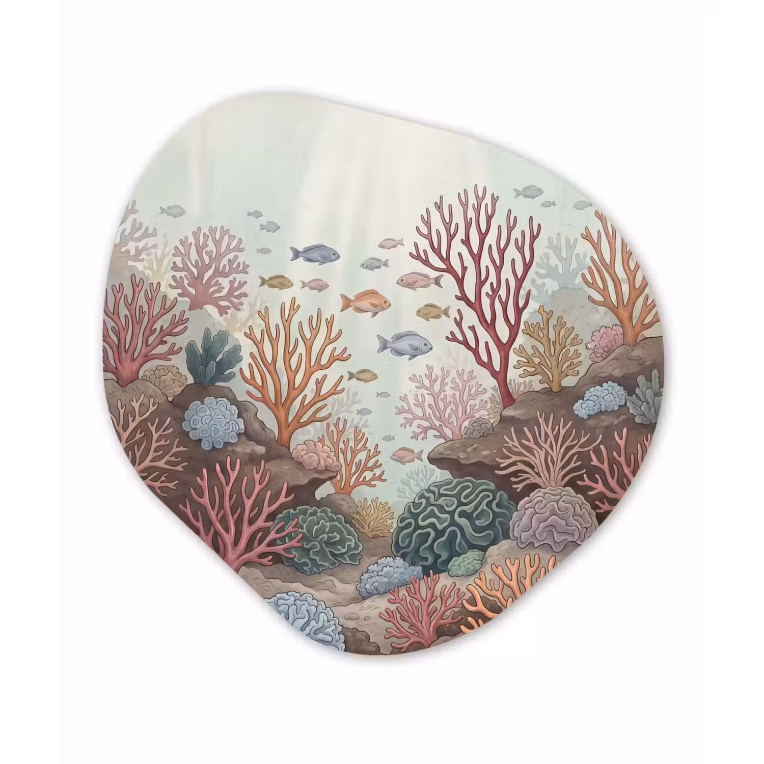 Onderwater - Koraal - Vis - Natuur Wandcirkel Organisch Aluminium middel -3d
