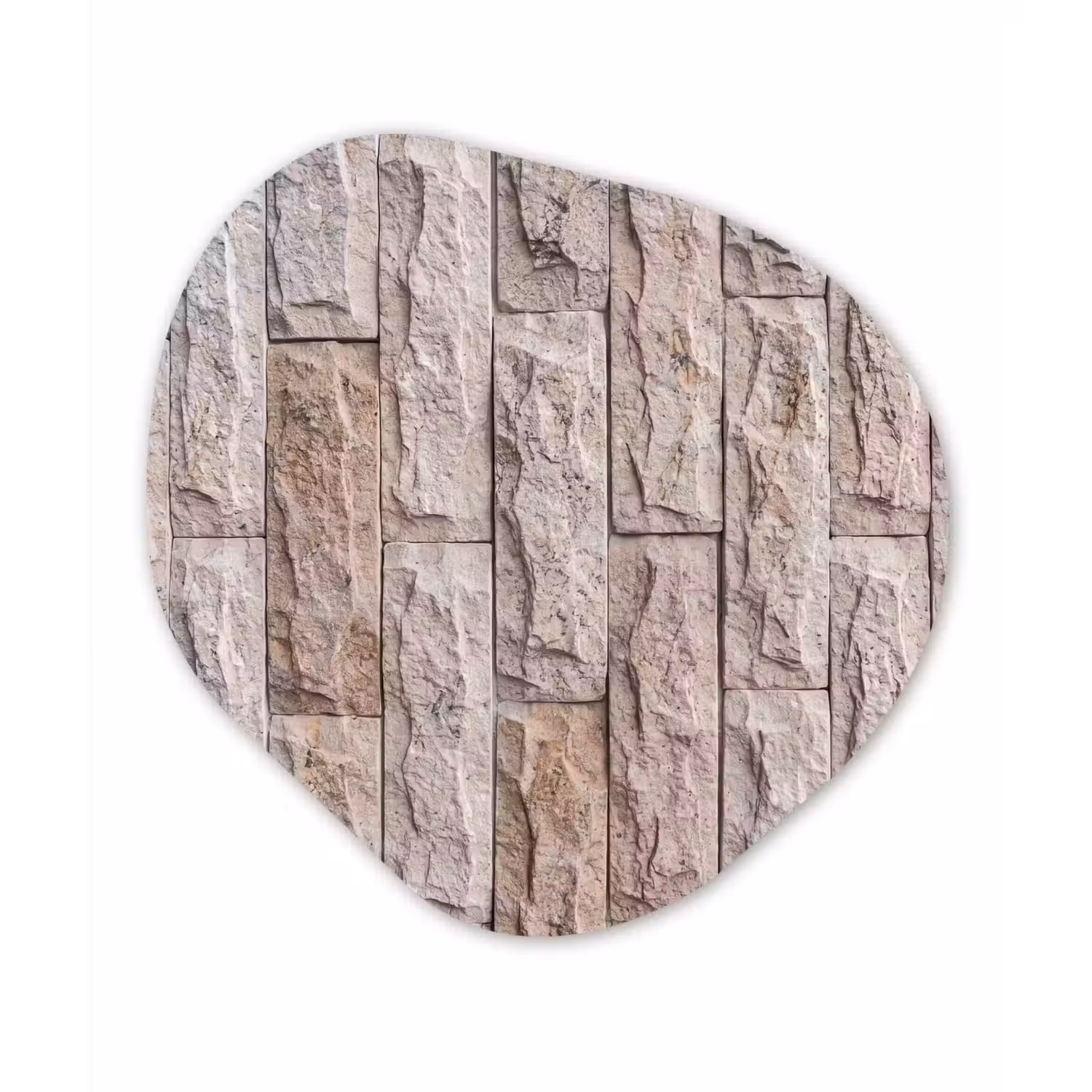 Muur - Steen - Ruw - Beige - Textuur Wandcirkel Organisch Aluminium middel -3d