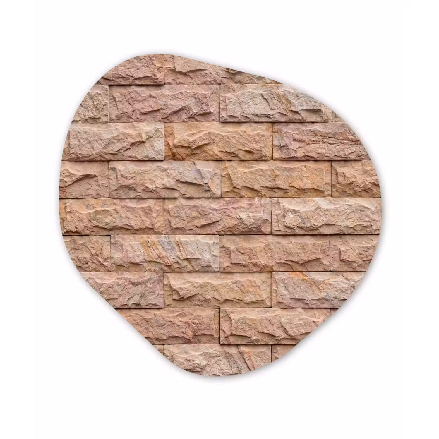 Muur - Steen - Ruw - Textuur - Beige Wandcirkel Organisch Aluminium middel -3d