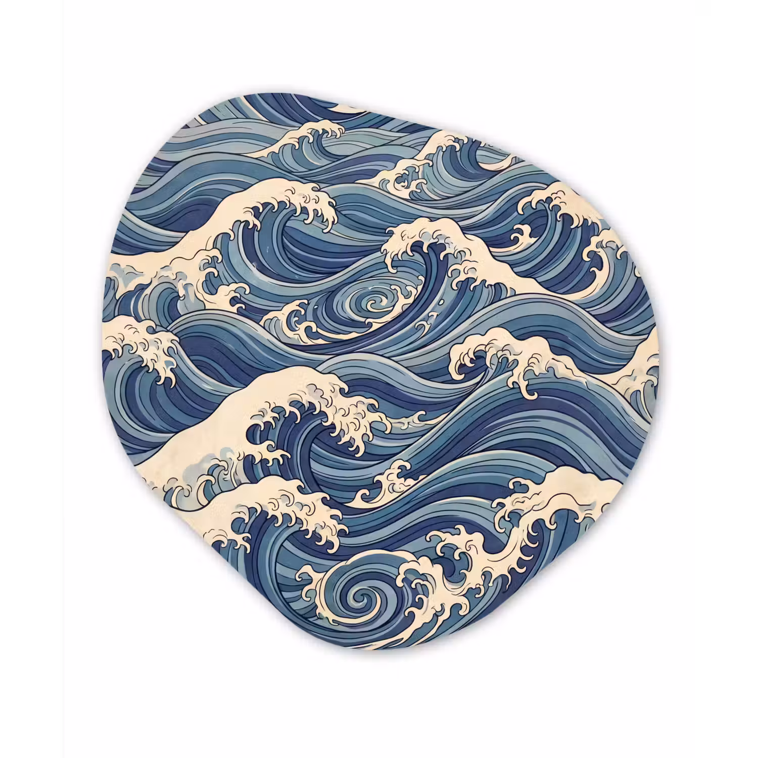Golven - Zee - Natuur - Abstract - Blauw Wandcirkel Organisch Aluminium middel -3d