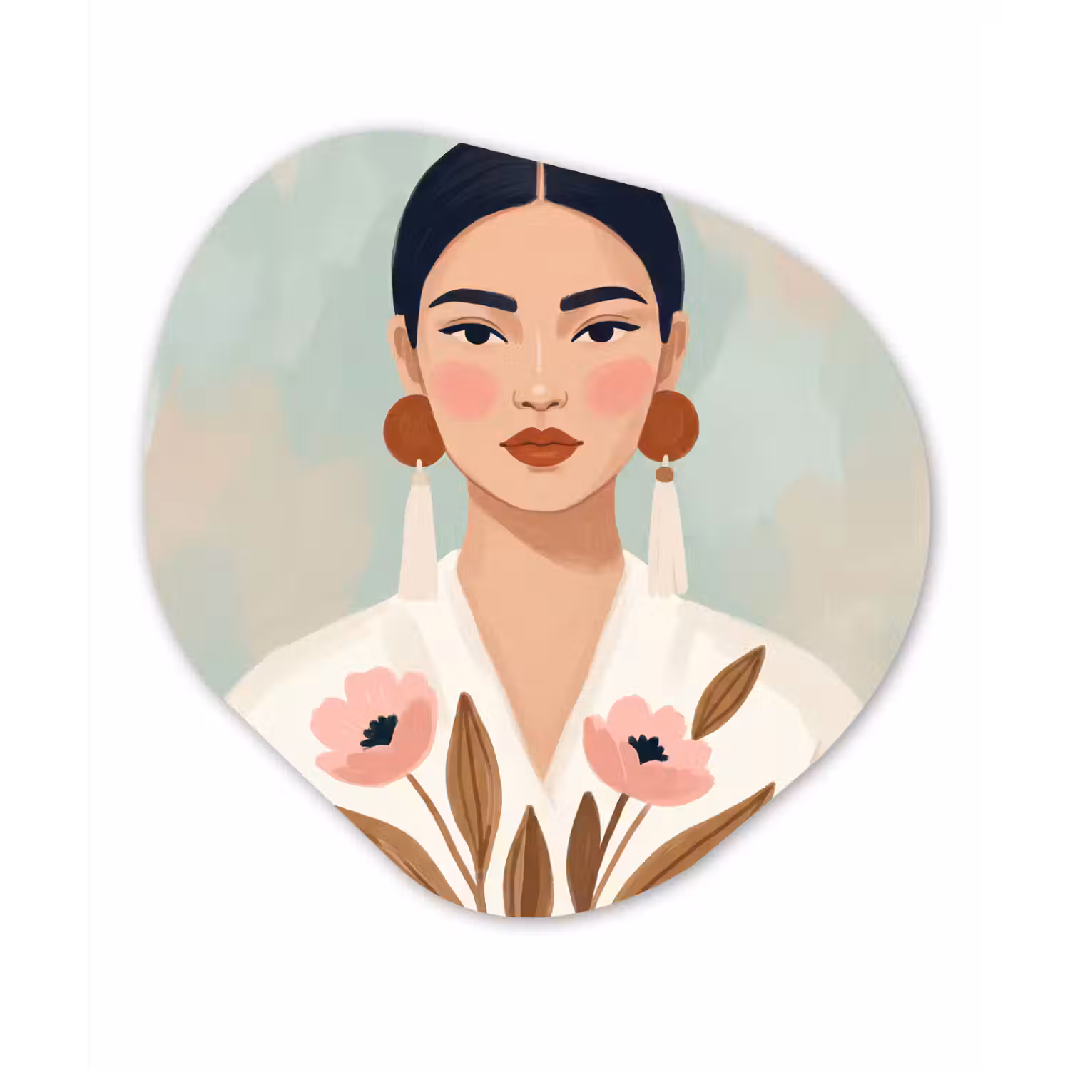 Vrouw - Kimono - Pastel Wandcirkel Organisch Aluminium middel -3d