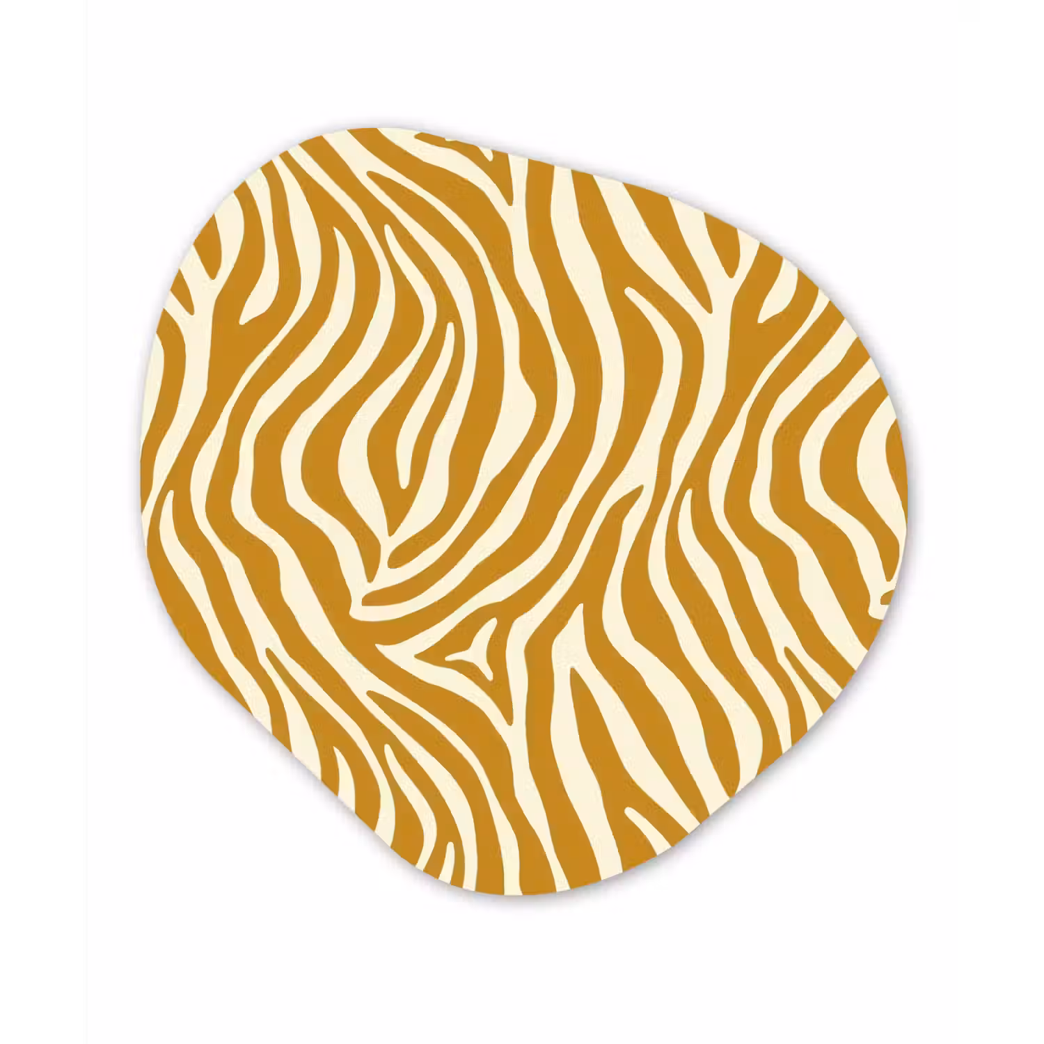 Zebra - Klassiek - Oker - Geel Wandcirkel Organisch Aluminium middel 851 -3d