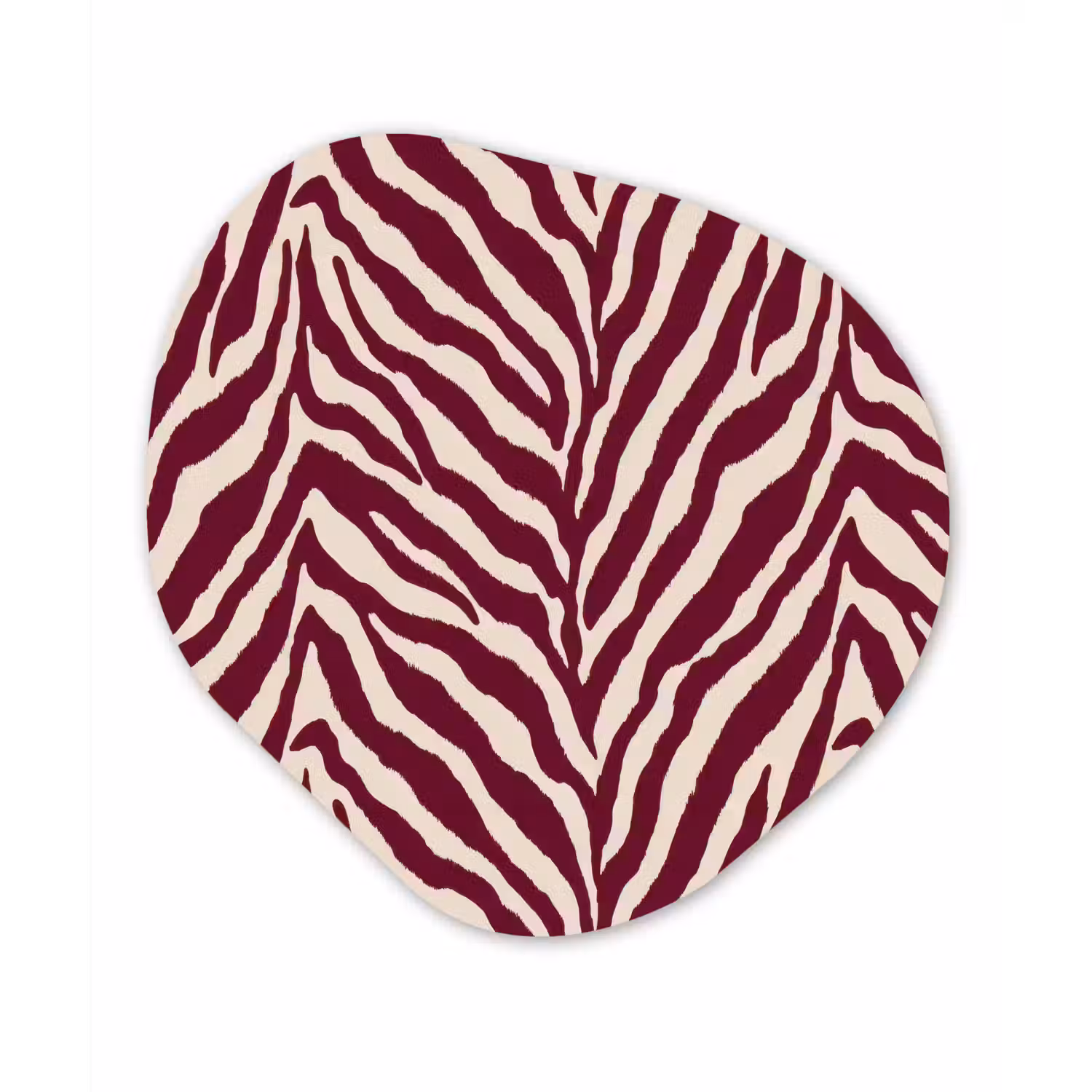 Zebra - Motief - Bordeaux - Rood Wandcirkel Organisch Aluminium middel 851 -3d