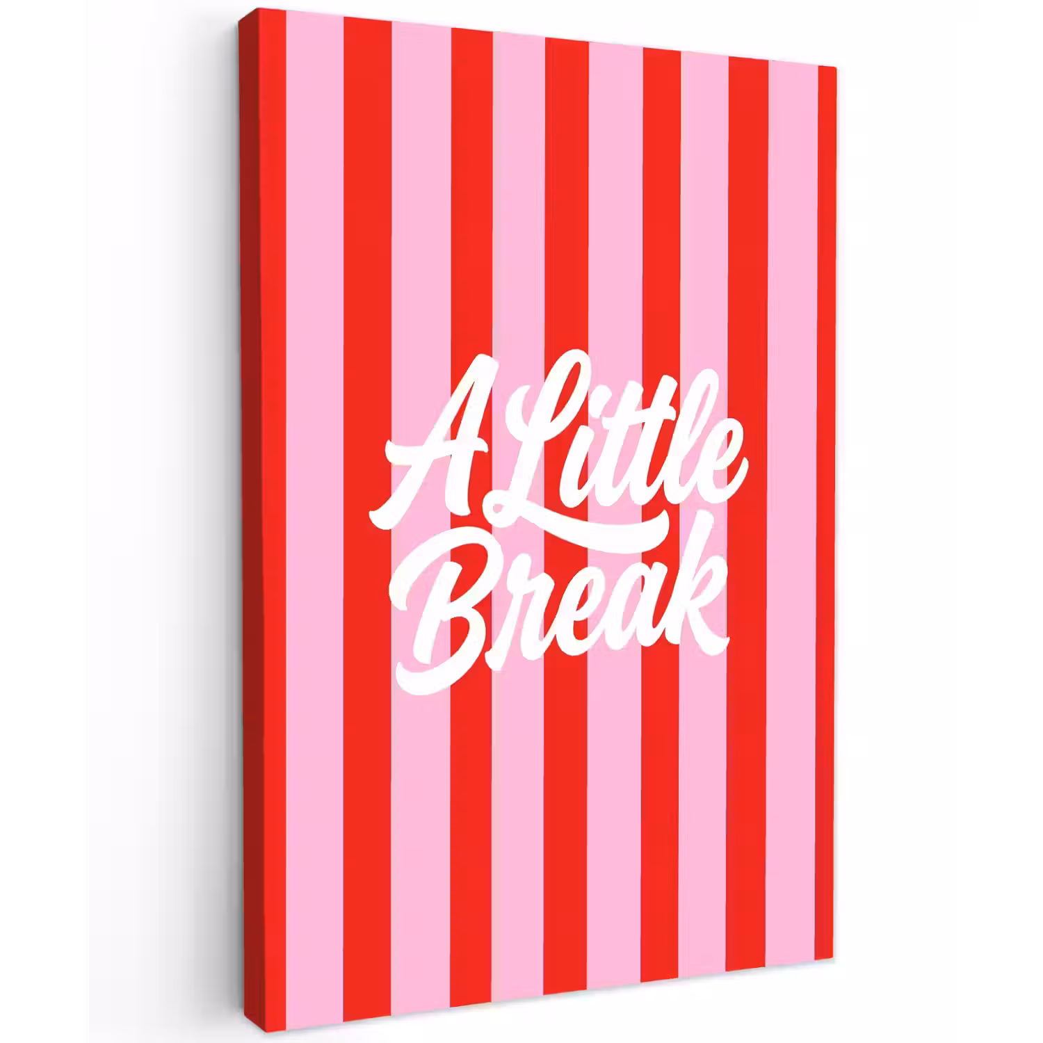 A Little Break - Strepen - Rood - Roze Tuinposter op houten frame 2 cm dik klein -3d