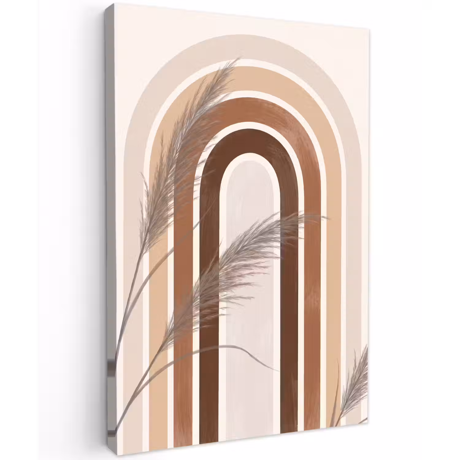 Abstract - Bogen - Plant - Boho - Beige Tuinposter op houten frame 2 cm dik klein -3d