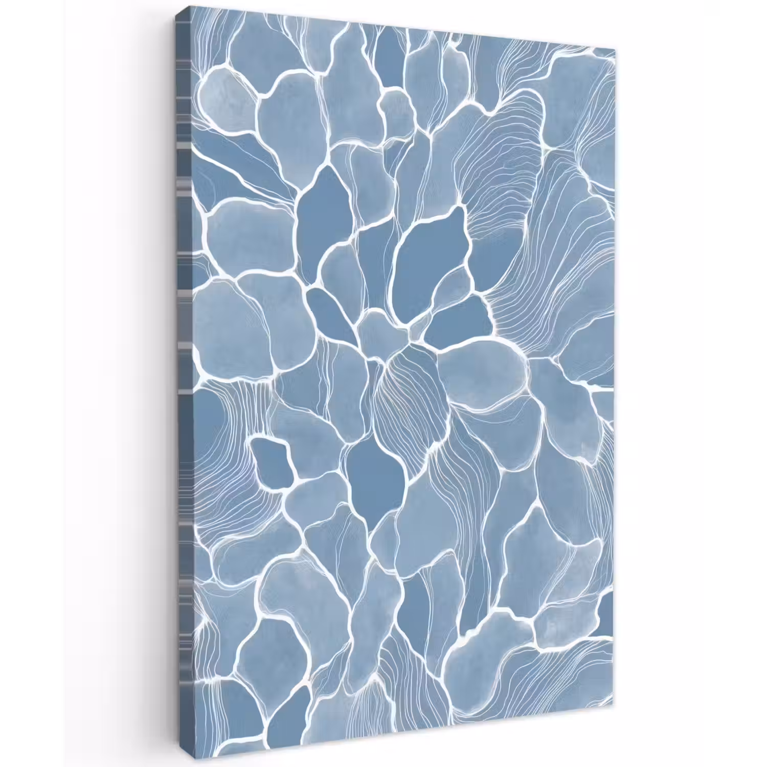 Abstract - Blauw - Bladeren Tuinposter op houten frame 2 cm dik klein -3d