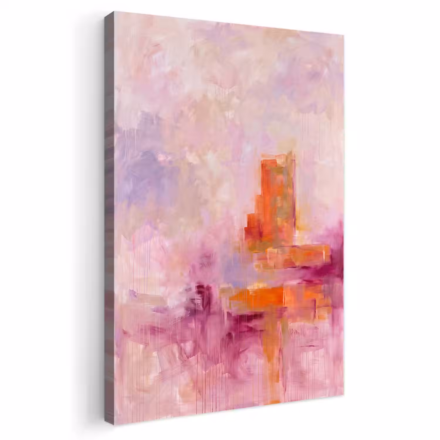 Abstract - Borstelstreken - Kunst - Paars - Goud Tuinposter op houten frame 2 cm dik klein -3d