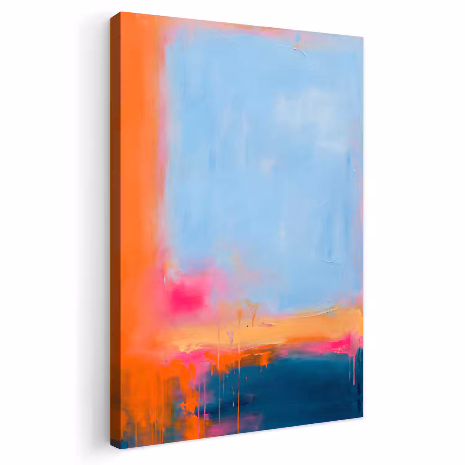 Abstract - Kleurvlakken - Modern - Oranje - Blauw Tuinposter op houten frame 2 cm dik klein -3d