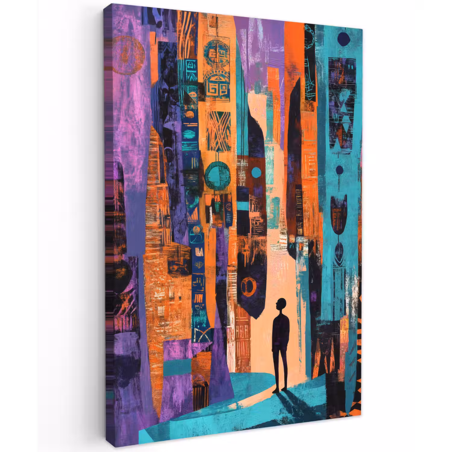 Abstract - Figuren - Kleurrijk Tuinposter op houten frame 2 cm dik klein -3d