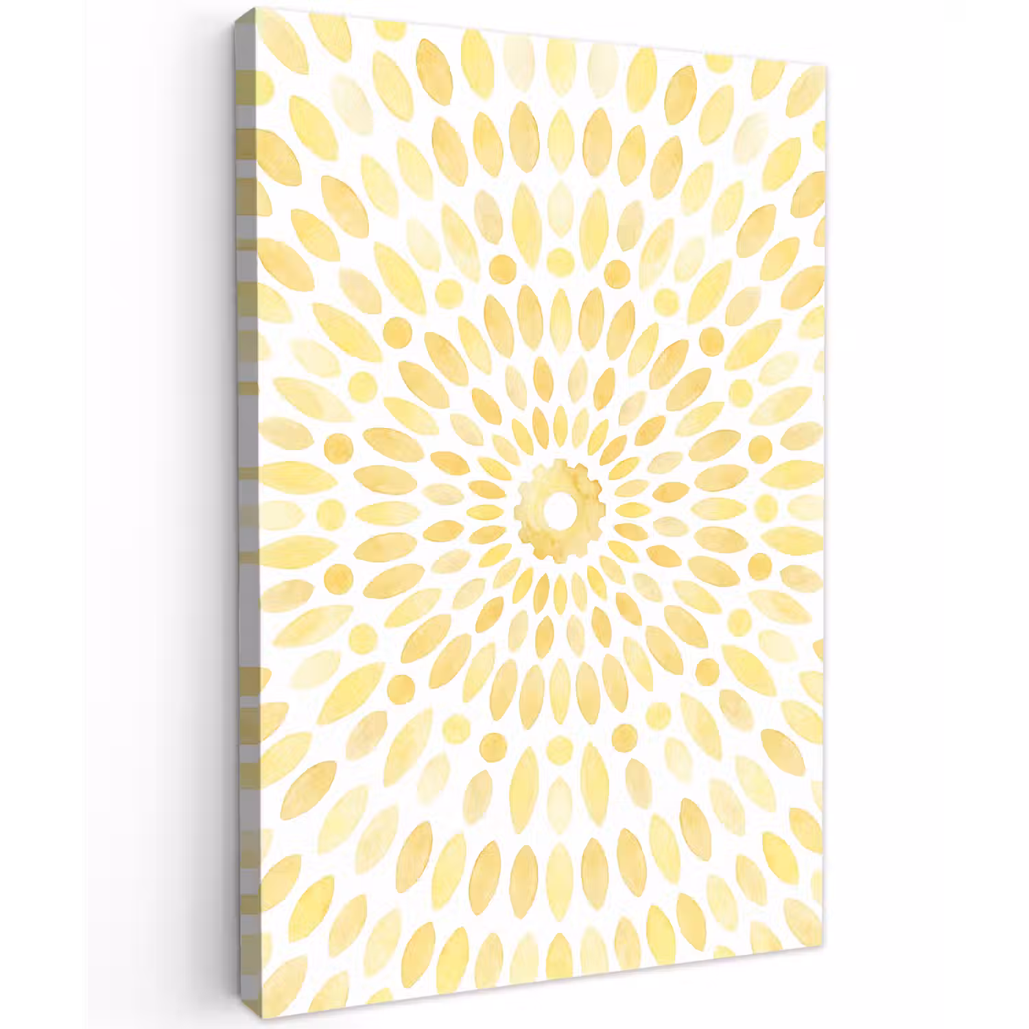Abstract - Geometrisch - Stralend - Geel Tuinposter op houten frame 2 cm dik klein -3d