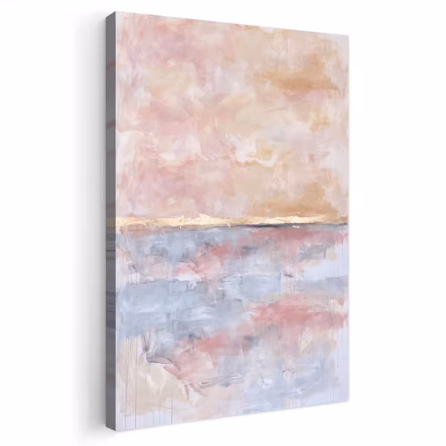 Abstract - Horizontaal - Kunst - Roze - Goud Tuinposter op houten frame 2 cm dik klein -3d