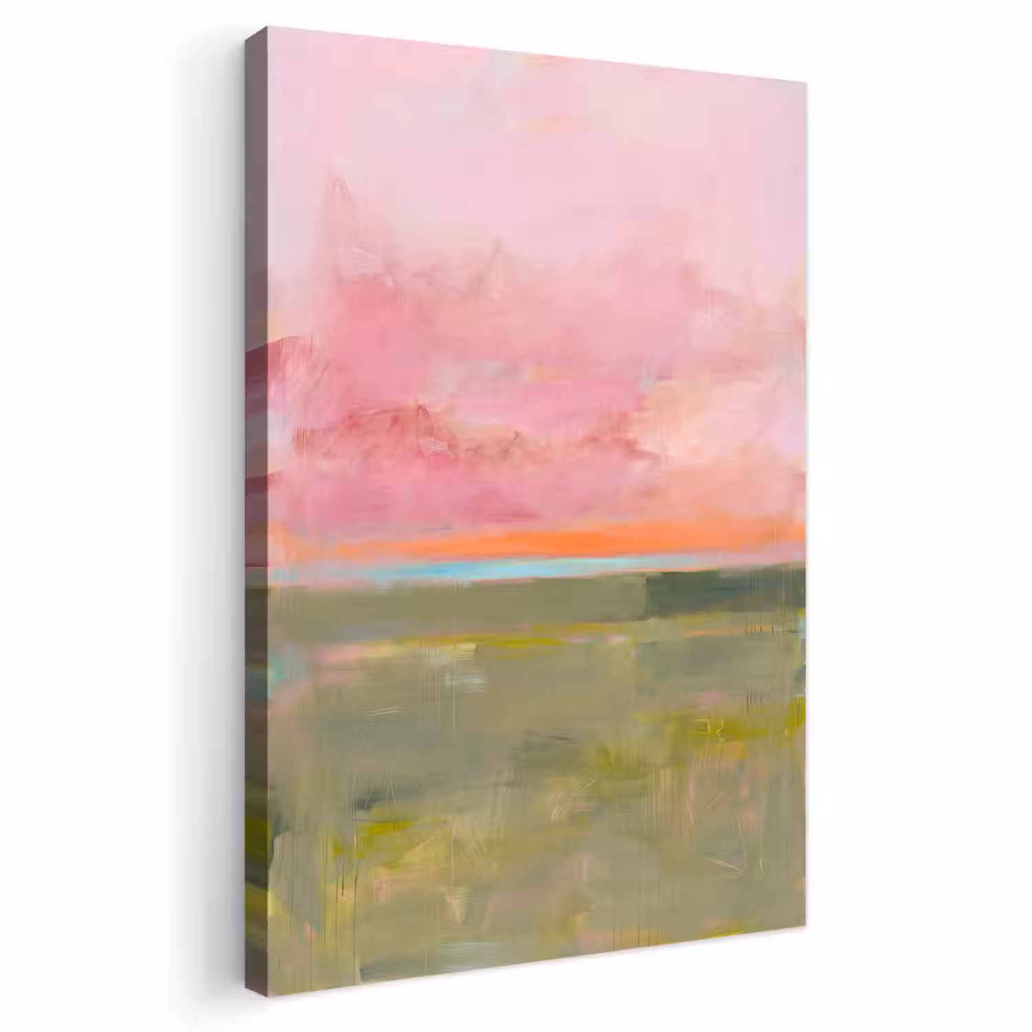 Abstract - Landschap - Modern - Roze - Oranje Tuinposter op houten frame 2 cm dik klein -3d