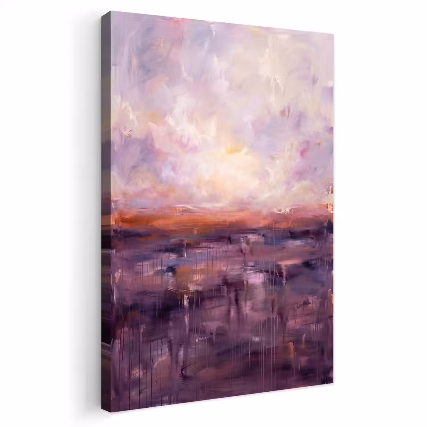 Abstract - Landschap - Modern - Paars - Oranje Tuinposter op houten frame 2 cm dik klein -3d
