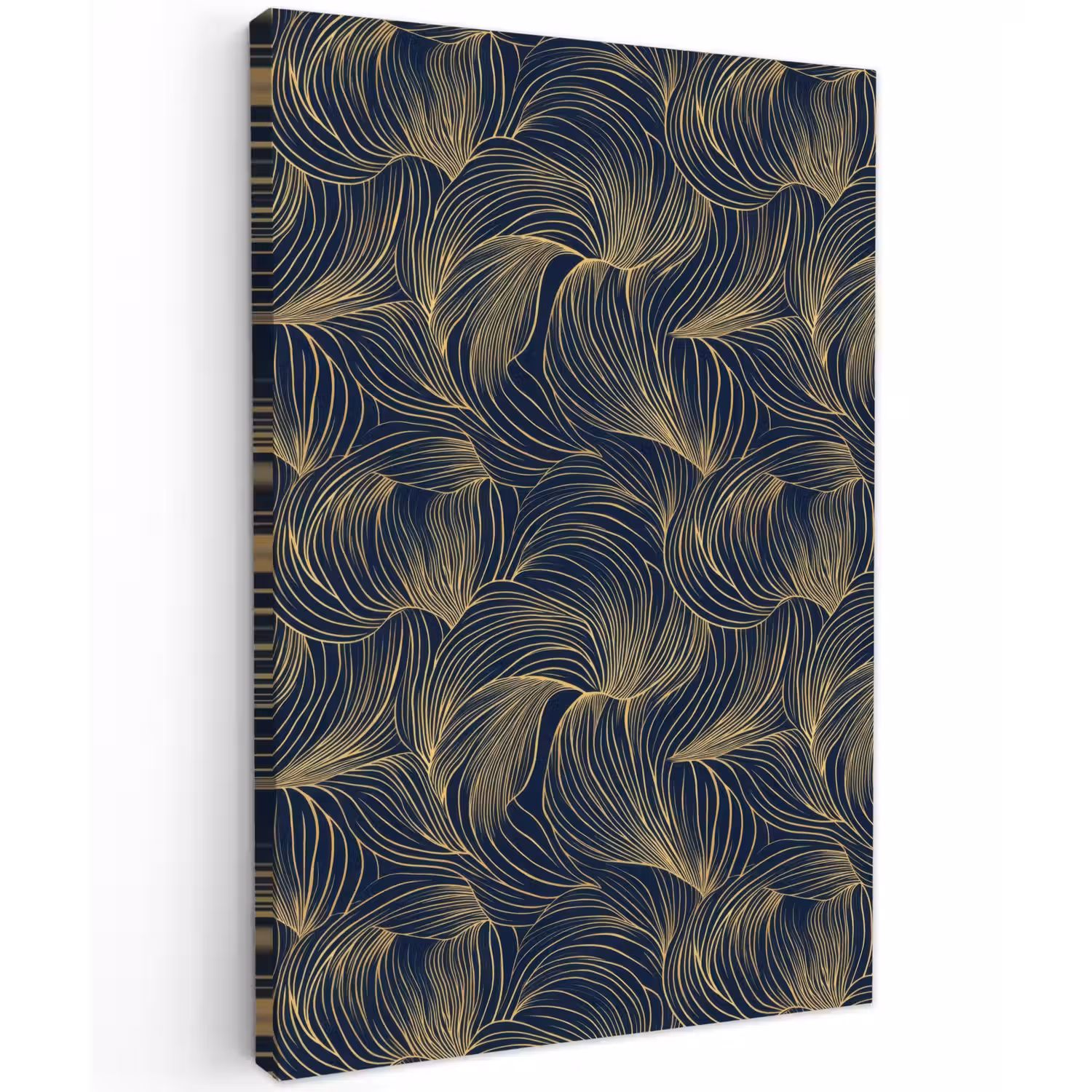 Abstract - Lijnen - Blauw - Goud Tuinposter op houten frame 2 cm dik klein 841 -3d