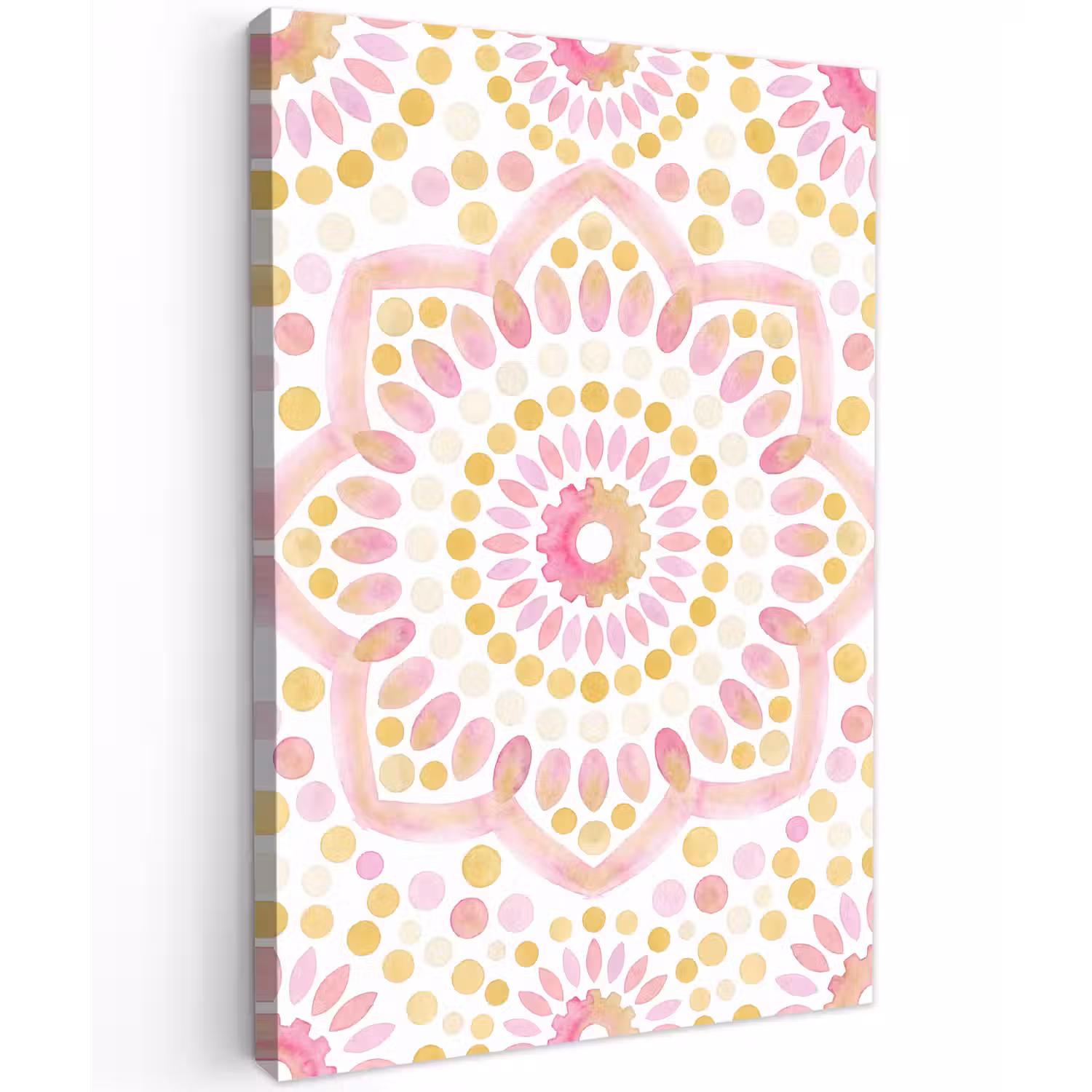 Abstract - Mandala - Kunst - Modern - Roze Tuinposter op houten frame 2 cm dik klein -3d