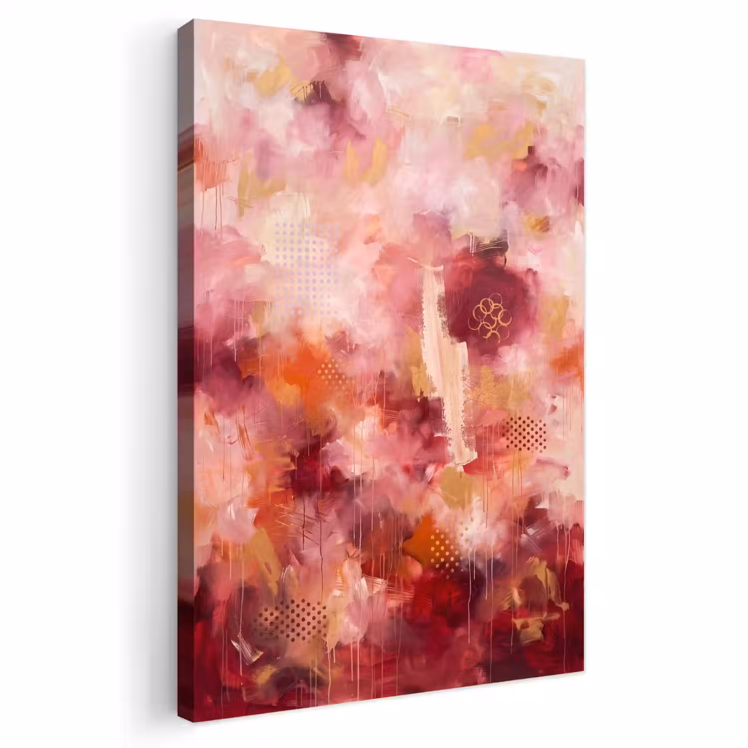 Abstract - Rood - Goud - Modern - Kunst Tuinposter op houten frame 2 cm dik klein -3d
