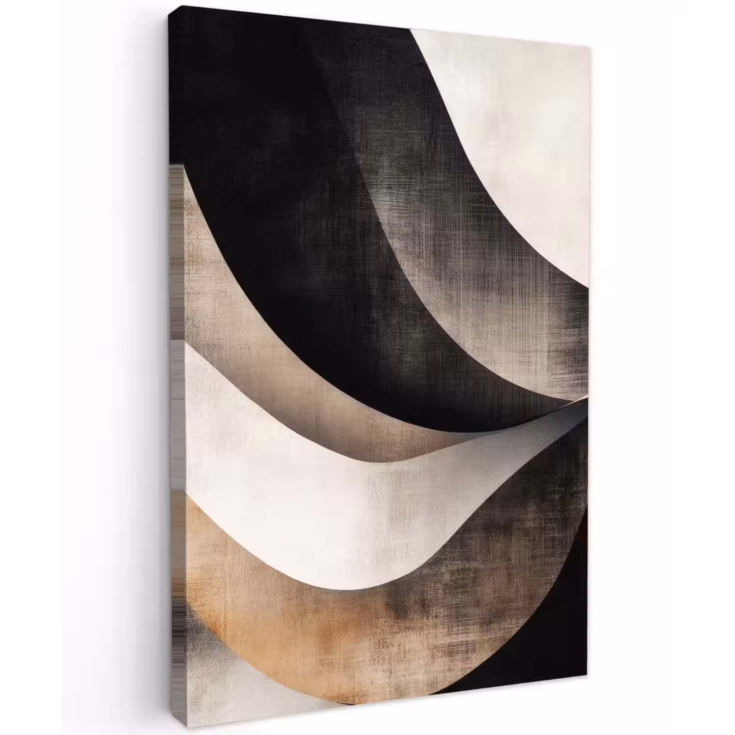 Abstract - Golven - Zwart - Verweerd Tuinposter op houten frame 2 cm dik klein -3d