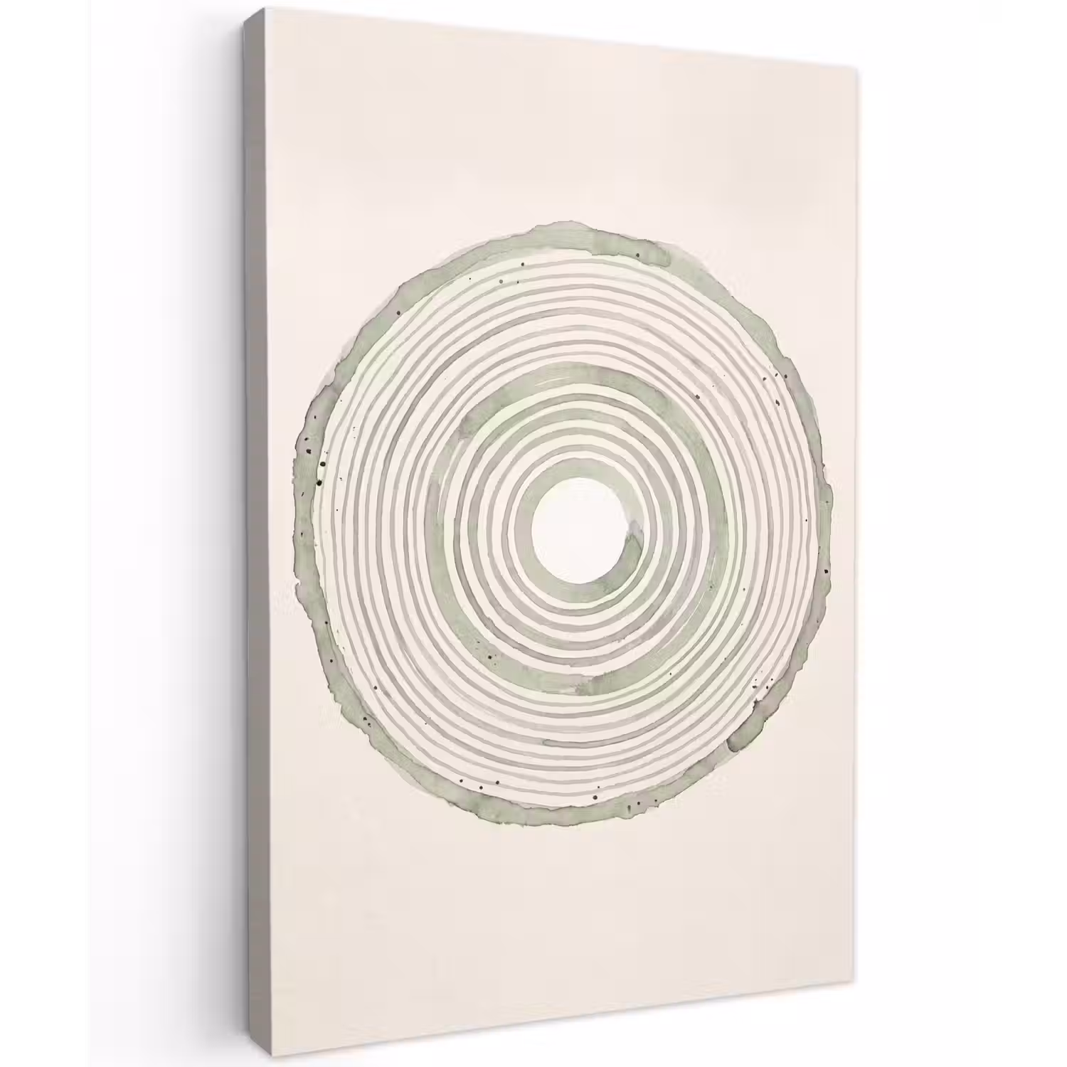 Abstractie - Cirkels - Waterverf - Groen - Modern Tuinposter op houten frame 2 cm dik klein -3d