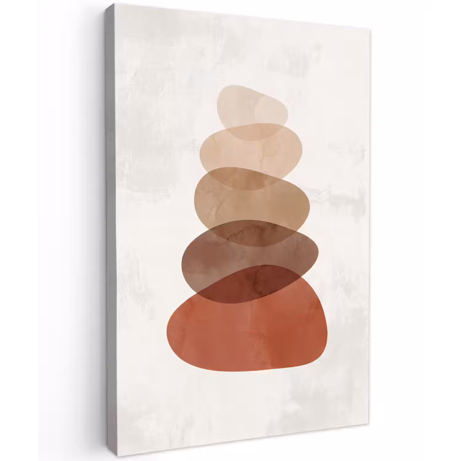 Abstractie - Gestapeld - Balans - Modern - Aardetinten Tuinposter op houten frame 2 cm dik klein -3d